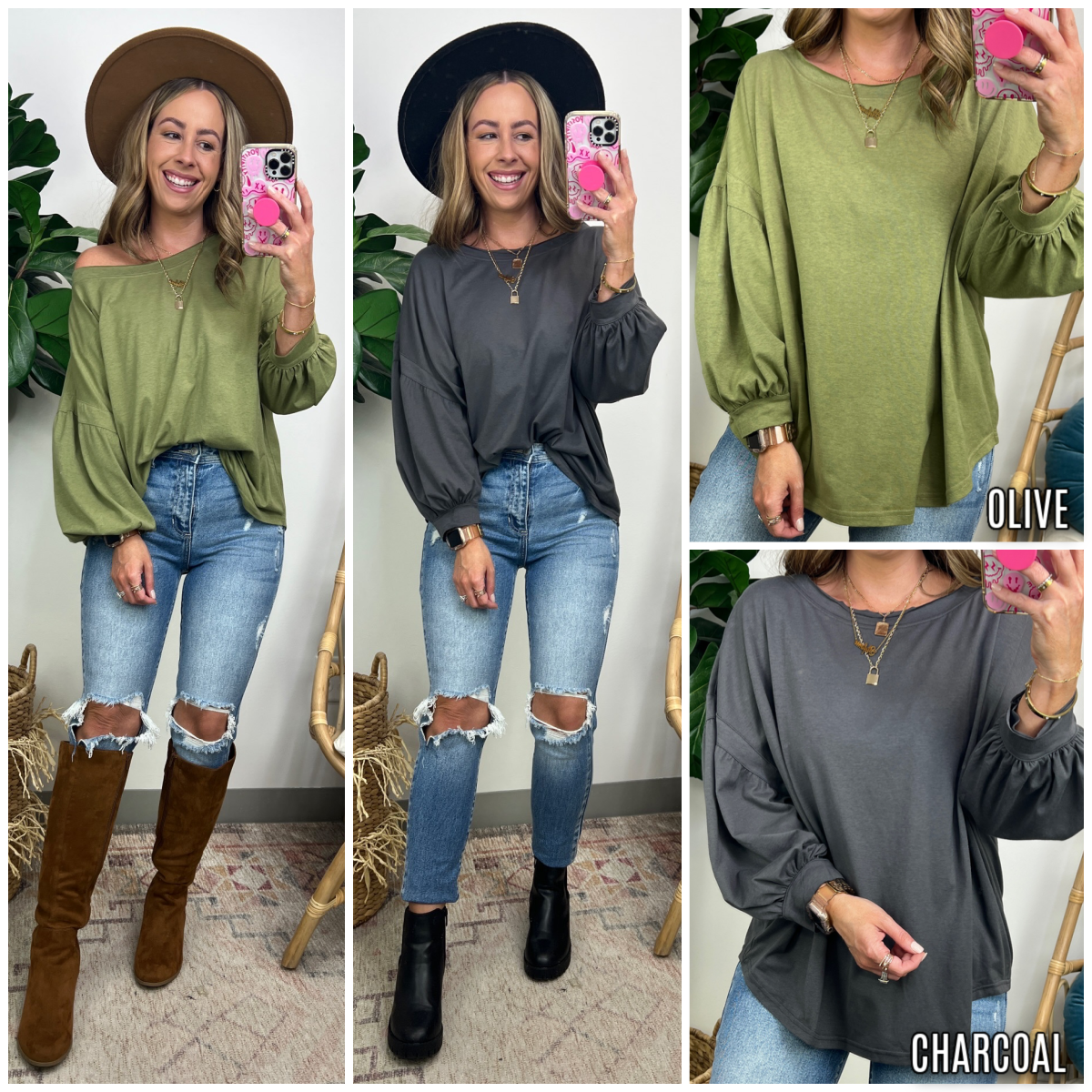  Call on Me Flowy Balloon Sleeve Top - Madison and Mallory
