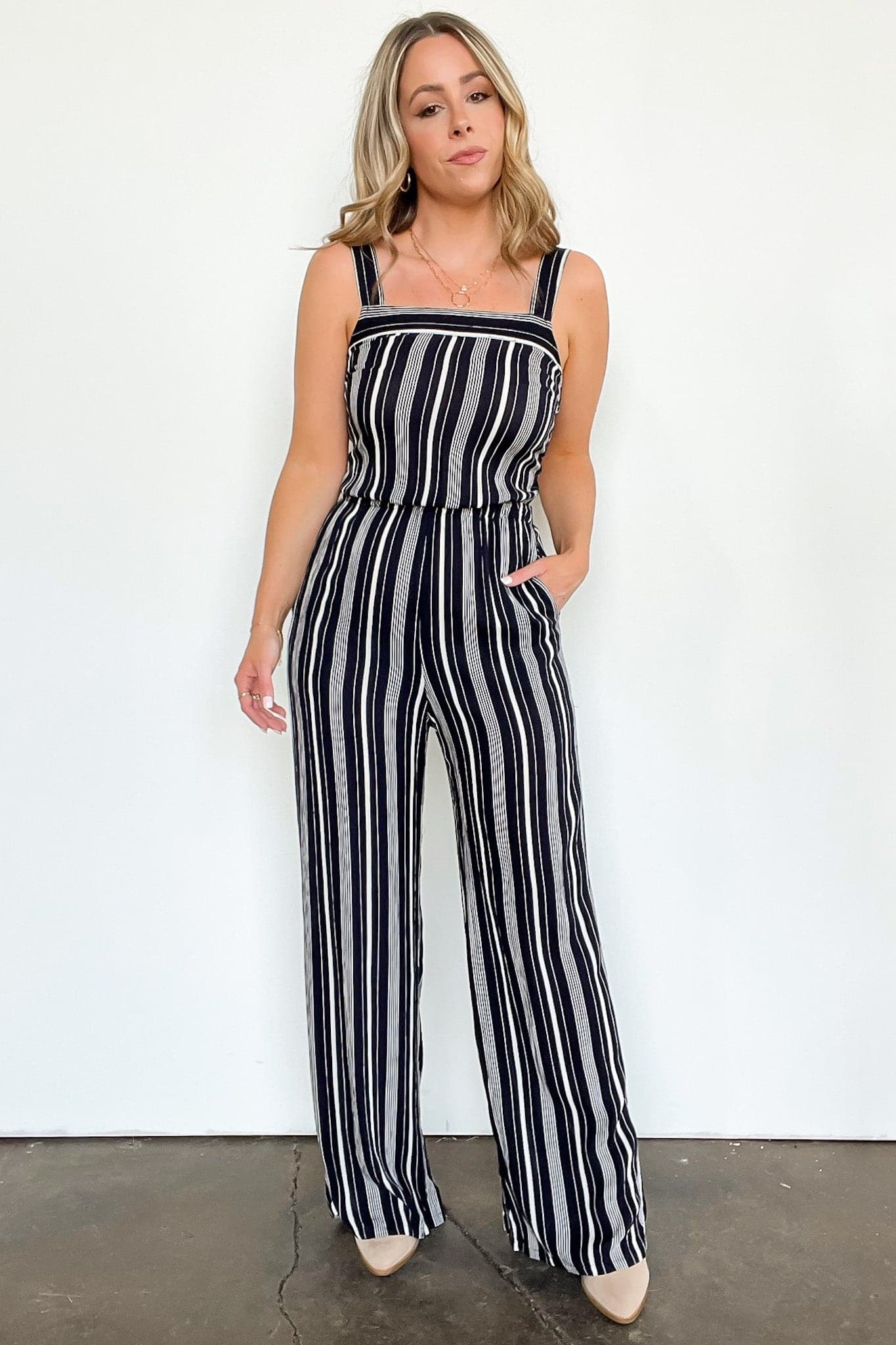  Cambre Striped Tie Back Jumpsuit - FINAL SALE - Madison and Mallory