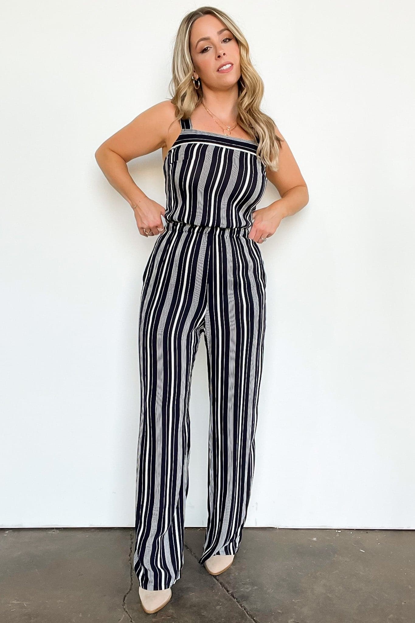  Cambre Striped Tie Back Jumpsuit - FINAL SALE - Madison and Mallory