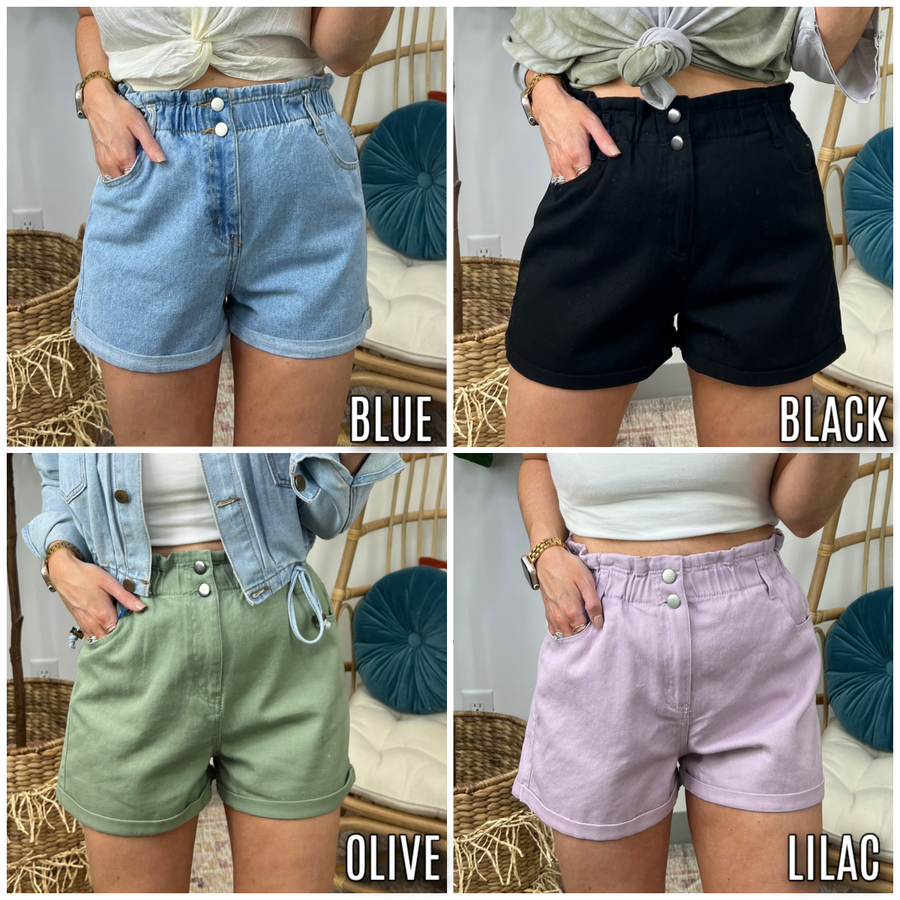 Camree Double Button Ruffle Waist Shorts - FINAL SALE - Madison and Mallory