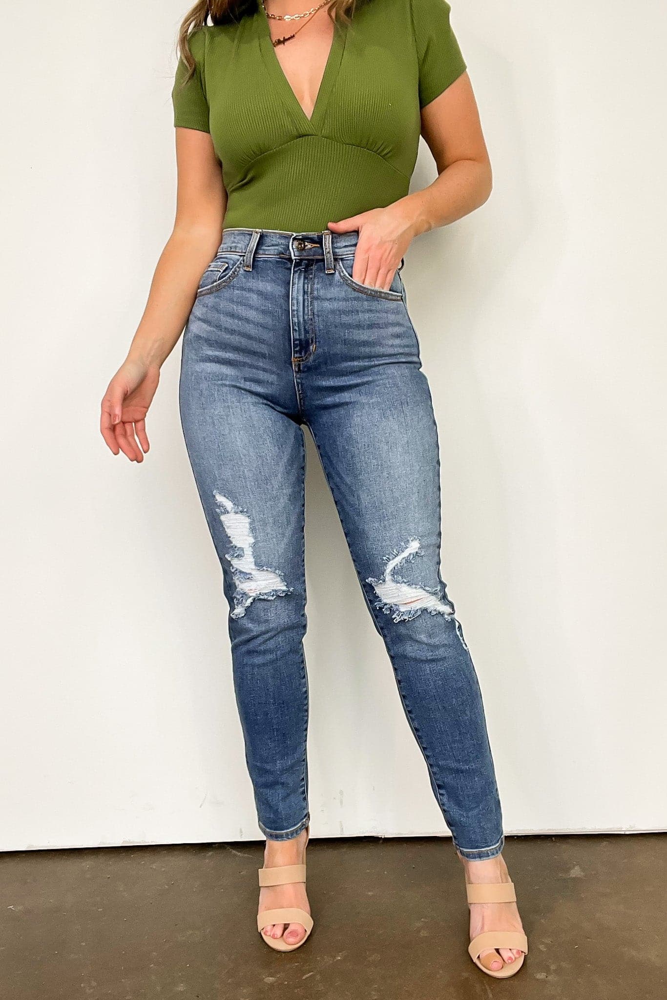  Carlenah Distressed Straight Jeans - FINAL SALE - Madison and Mallory