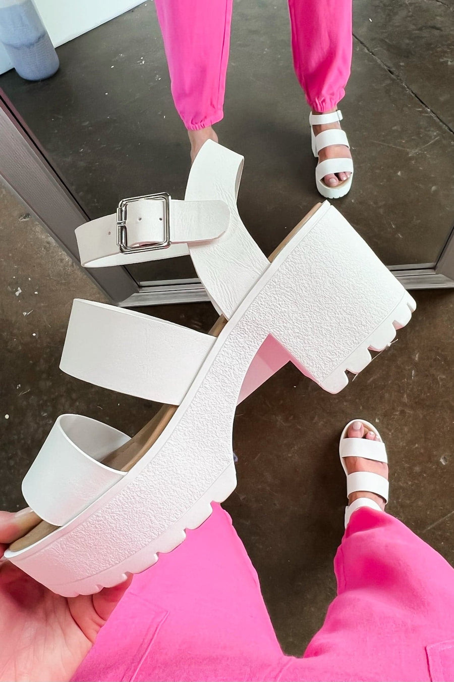 White / 5.5 Casas Strappy Platform Wedge Sandals - FINAL SALE - Madison and Mallory