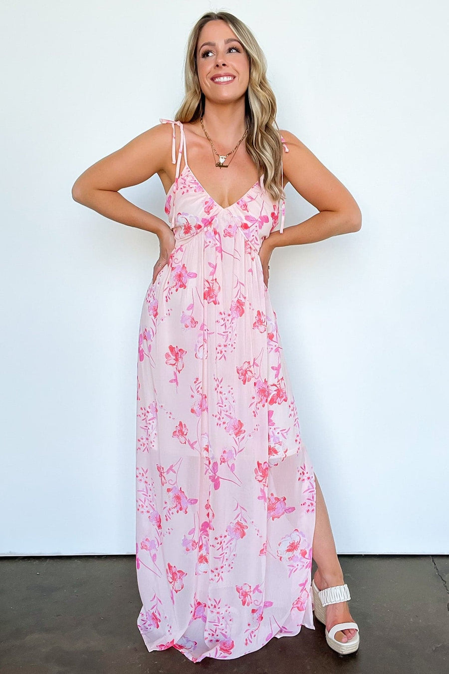 S / Blush Cascading Crush Floral Maxi Dress - FINAL SALE - Madison and Mallory