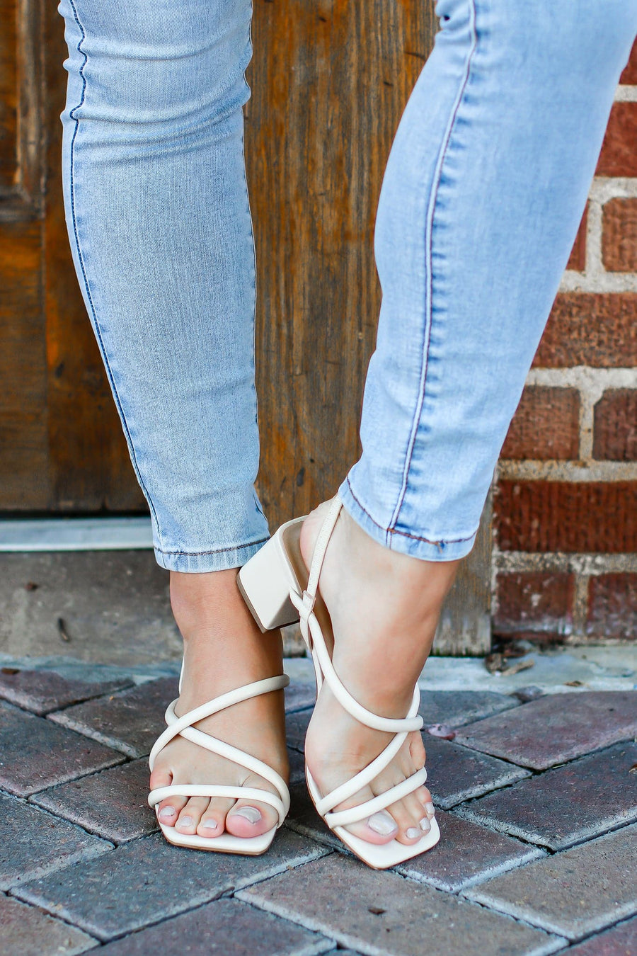 Bone / 5.5 Chic Happens Strappy Heels - FINAL SALE - Madison and Mallory