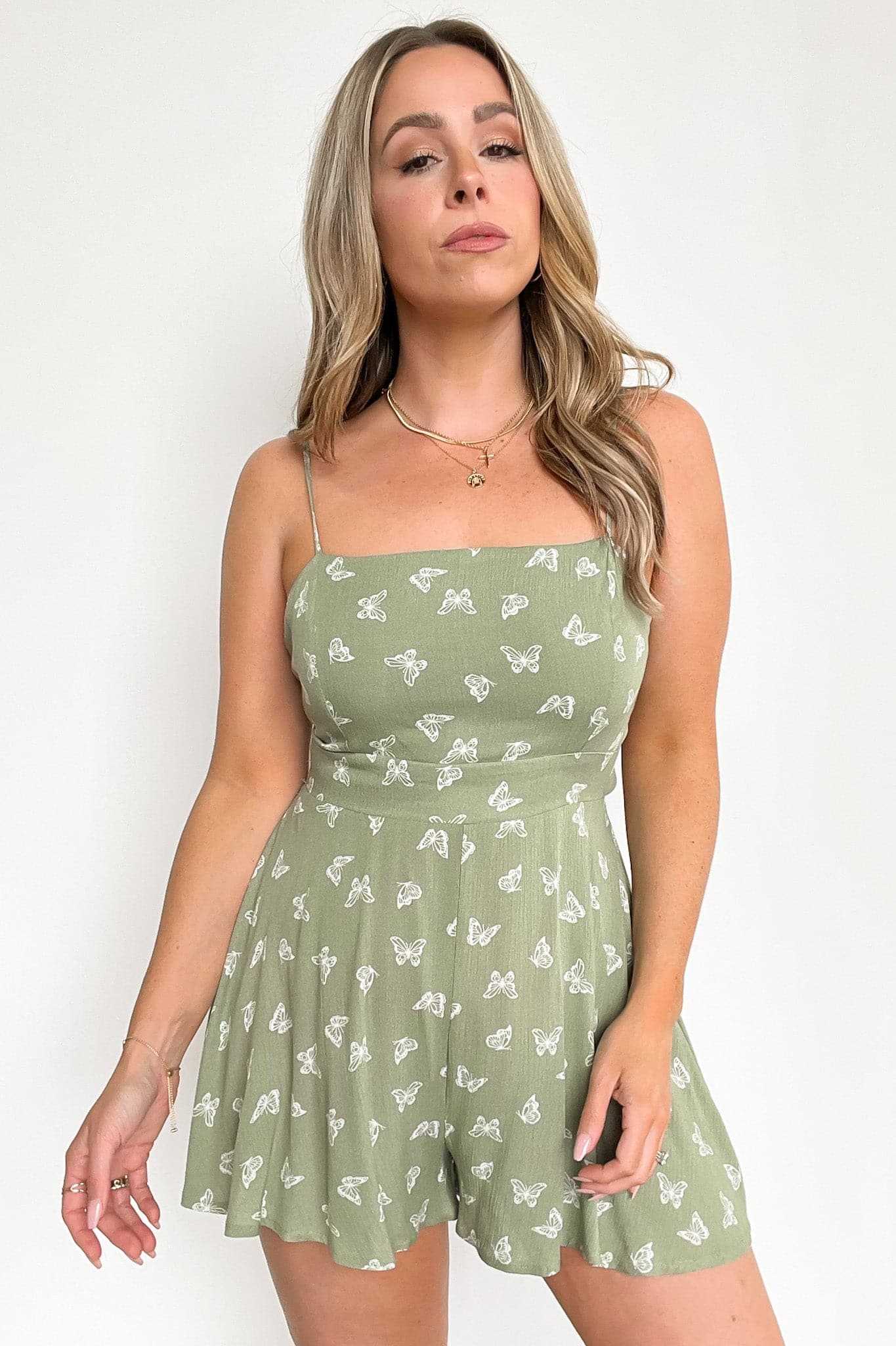  Clear Skies Butterfly Tie Back Romper - FINAL SALE - Madison and Mallory