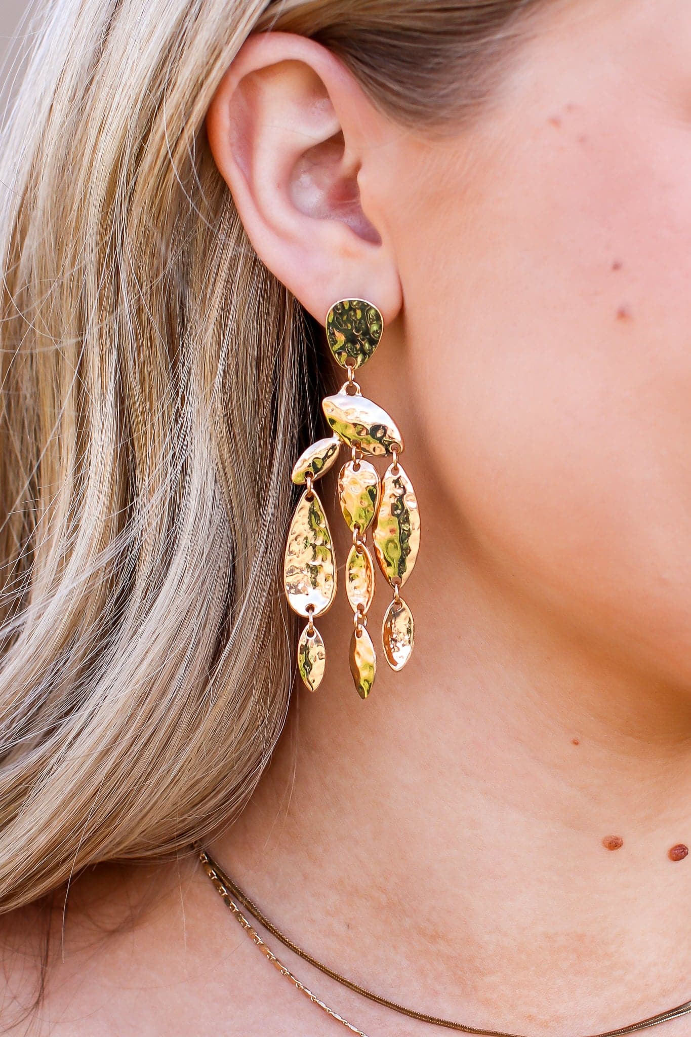 Gold Coronada Fringe Hammered Drop Earrings - BACK IN STOCK - Madison and Mallory