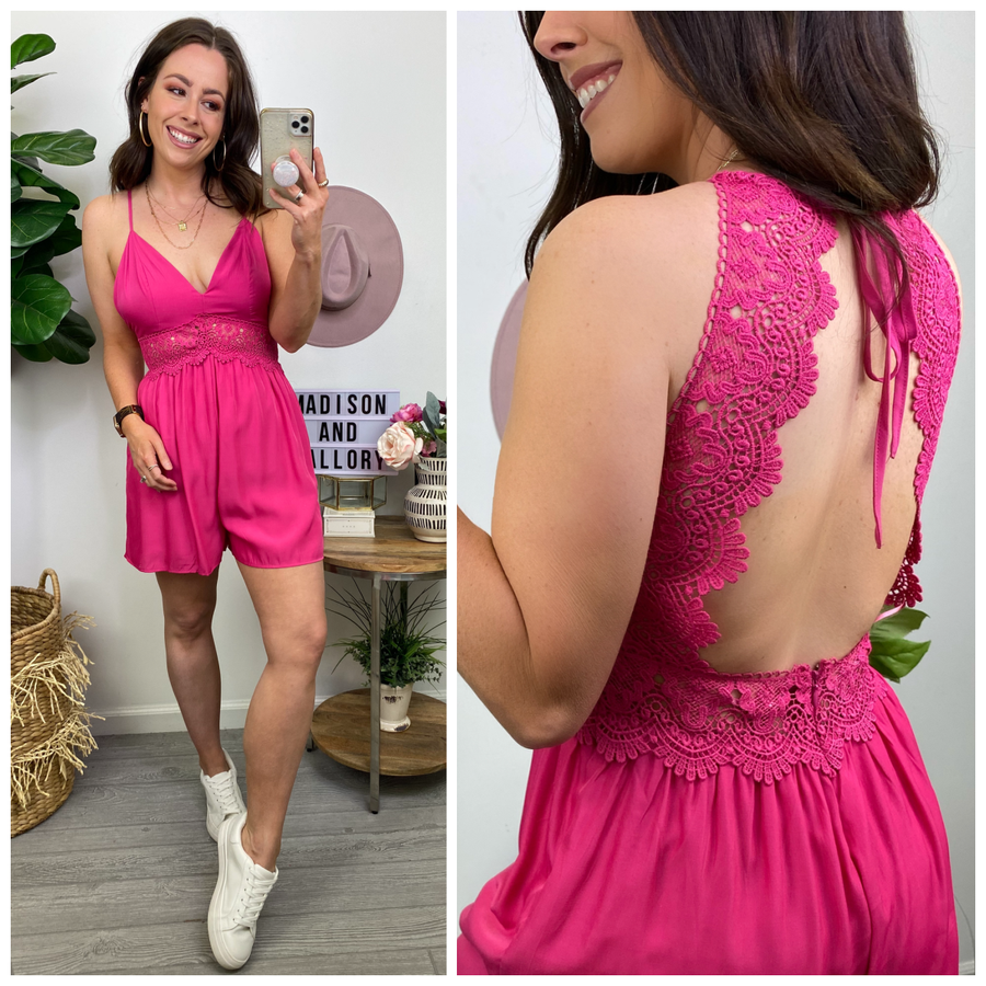  Cristie Crochet Detail Romper - FINAL SALE - Madison and Mallory