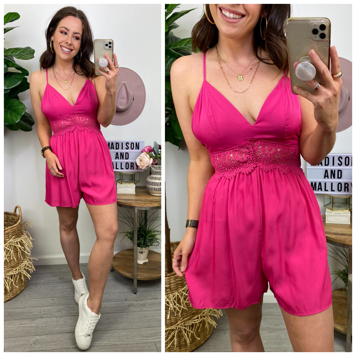  Cristie Crochet Detail Romper - FINAL SALE - Madison and Mallory