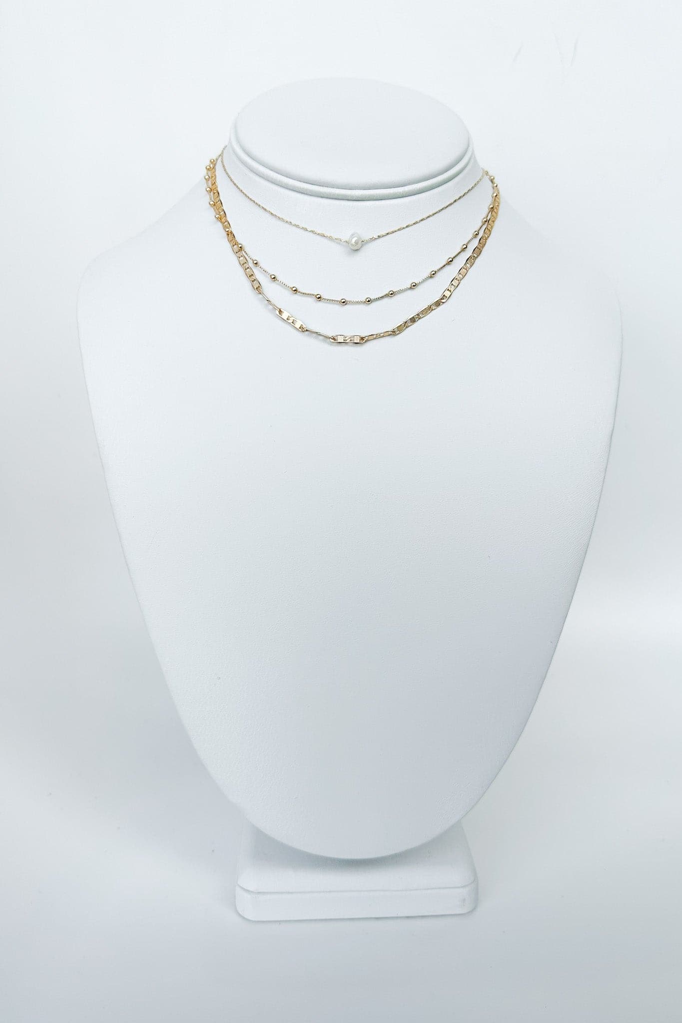 Gold Cue the Party Pearl Beaded Layered Necklace - BACK IN STOCK - Madison and Mallory
