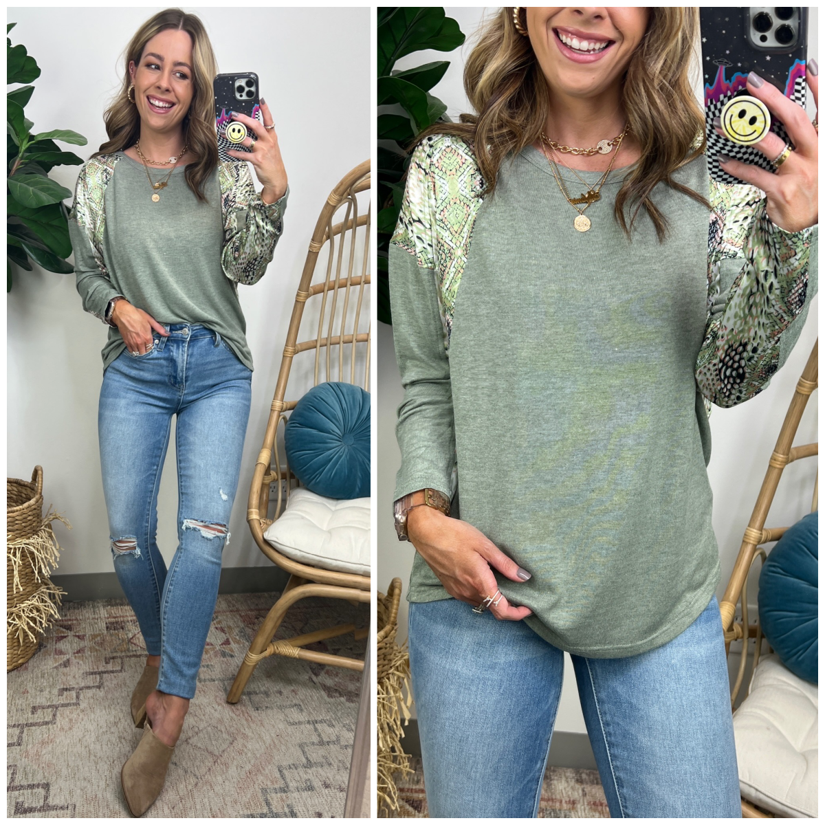  Cyndel Animal Print Contrast Top - Madison and Mallory