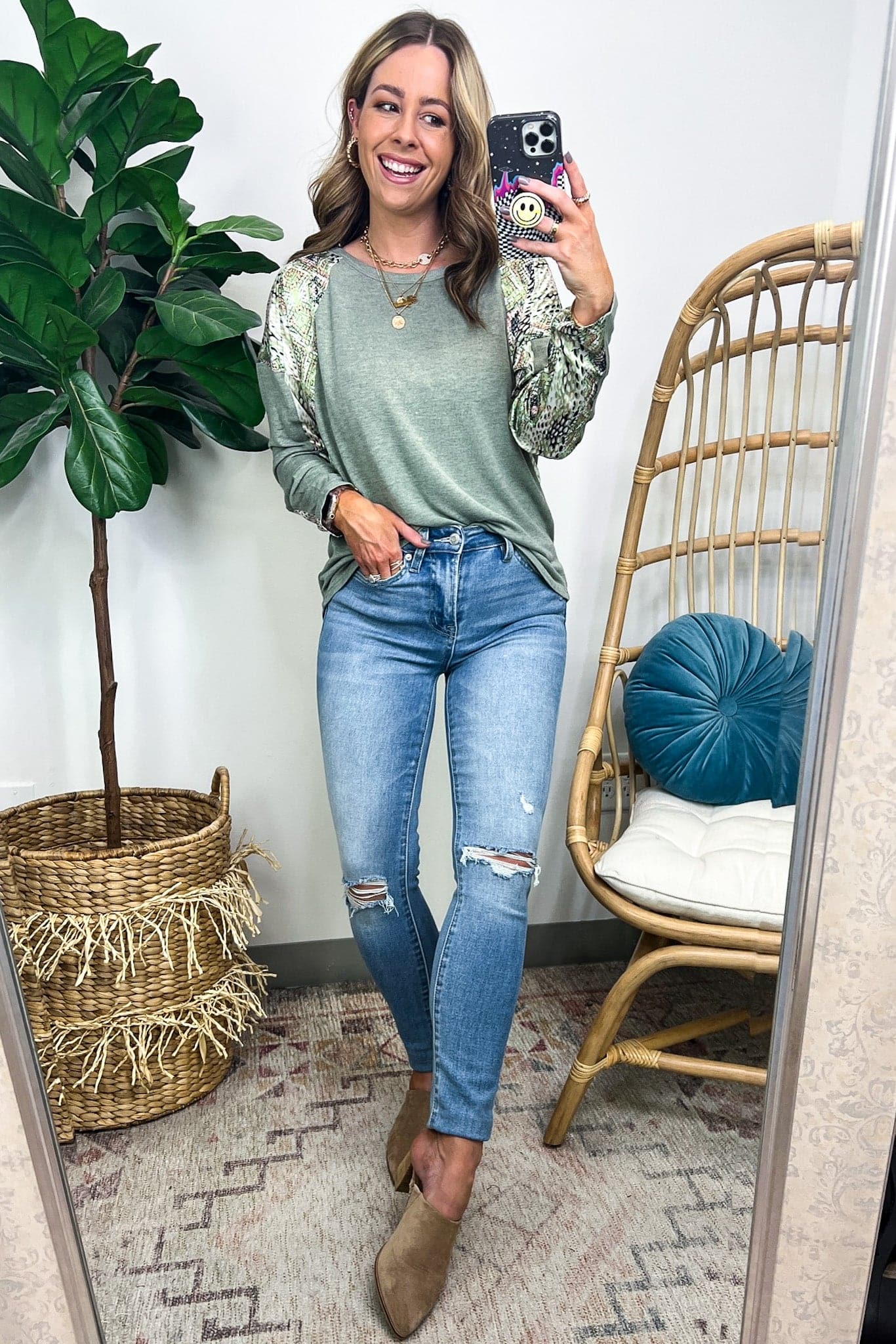  Cyndel Animal Print Contrast Top - Madison and Mallory