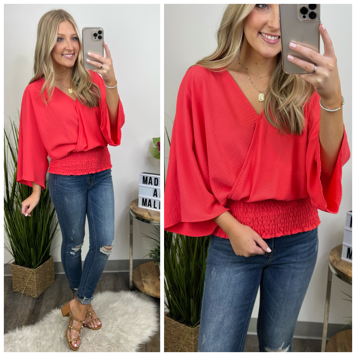  Dare to Remember Surplice Smocked Waist Top - Madison and Mallory