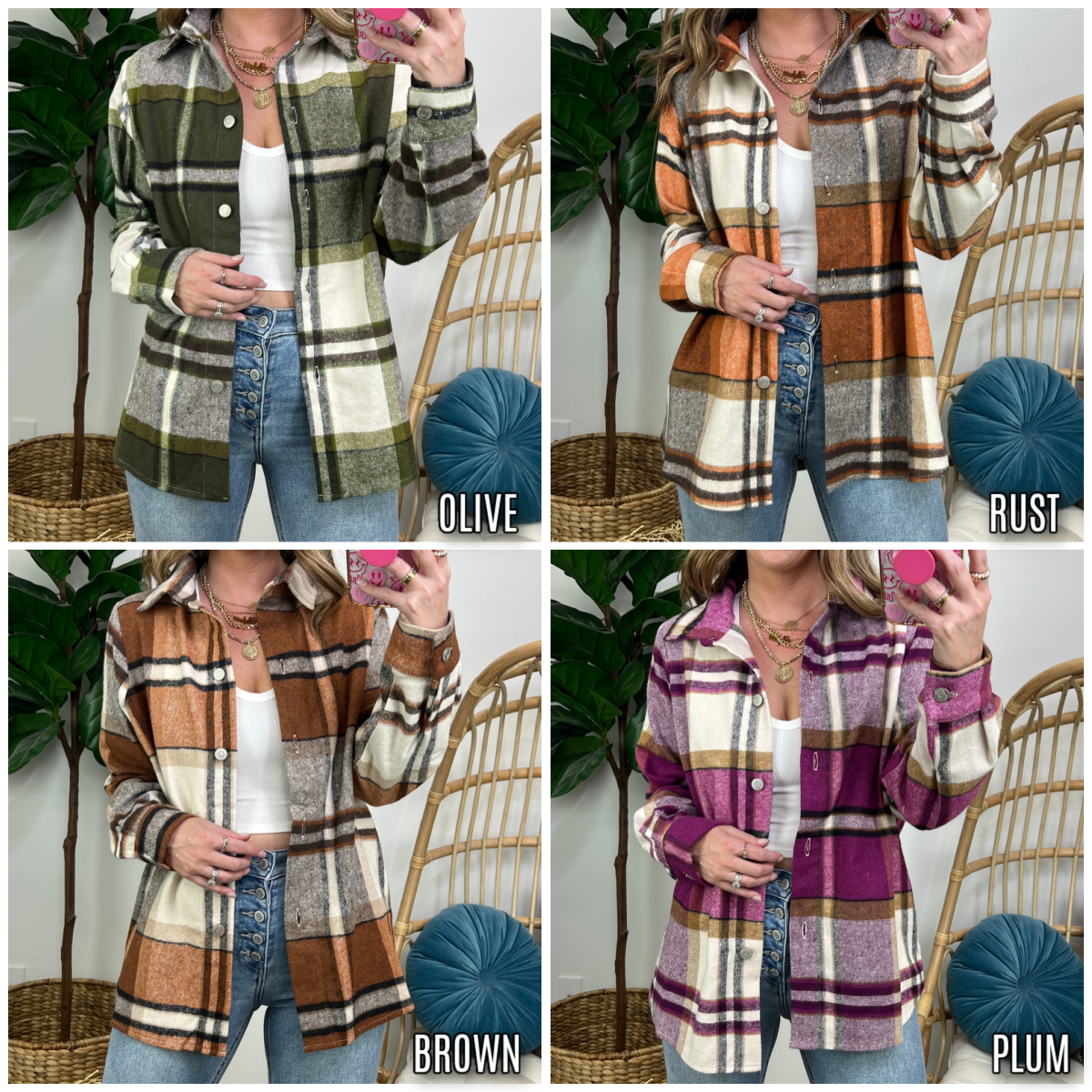  Darlet Plaid Button Down Shacket - FINAL SALE - Madison and Mallory