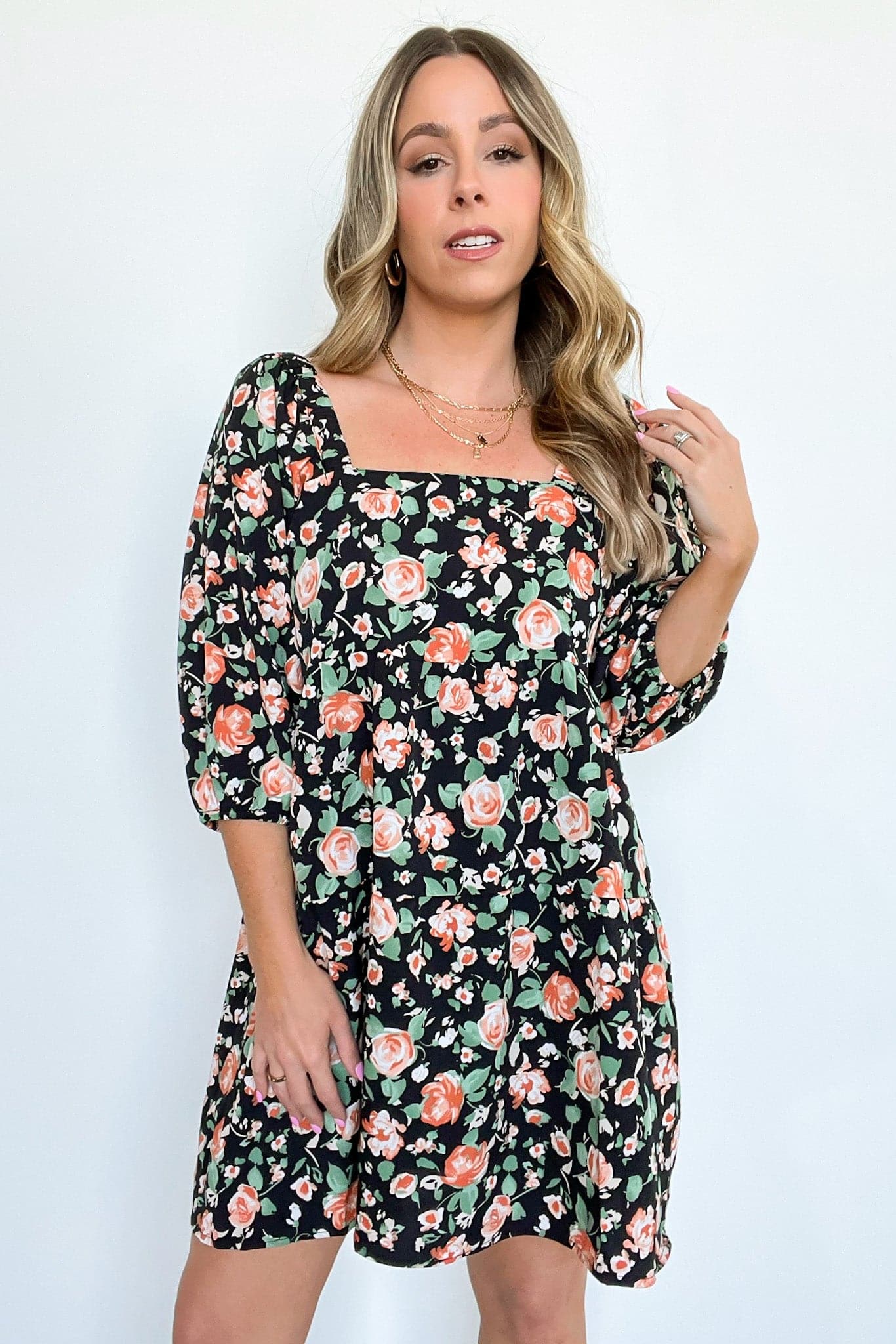  Darling Whimsy Floral Print Puff Sleeve Dress - FINAL SALE - Madison and Mallory