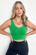 Apple Green / S Deema Ribbed Seamless Cropped Tank Bra Top - FINAL SALE - Madison and Mallory