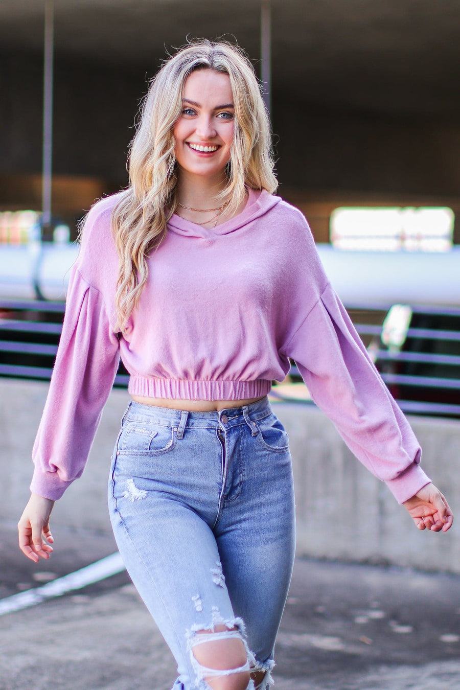 S / Lilac Delancey Cropped Hooded Top - FINAL SALE - Madison and Mallory