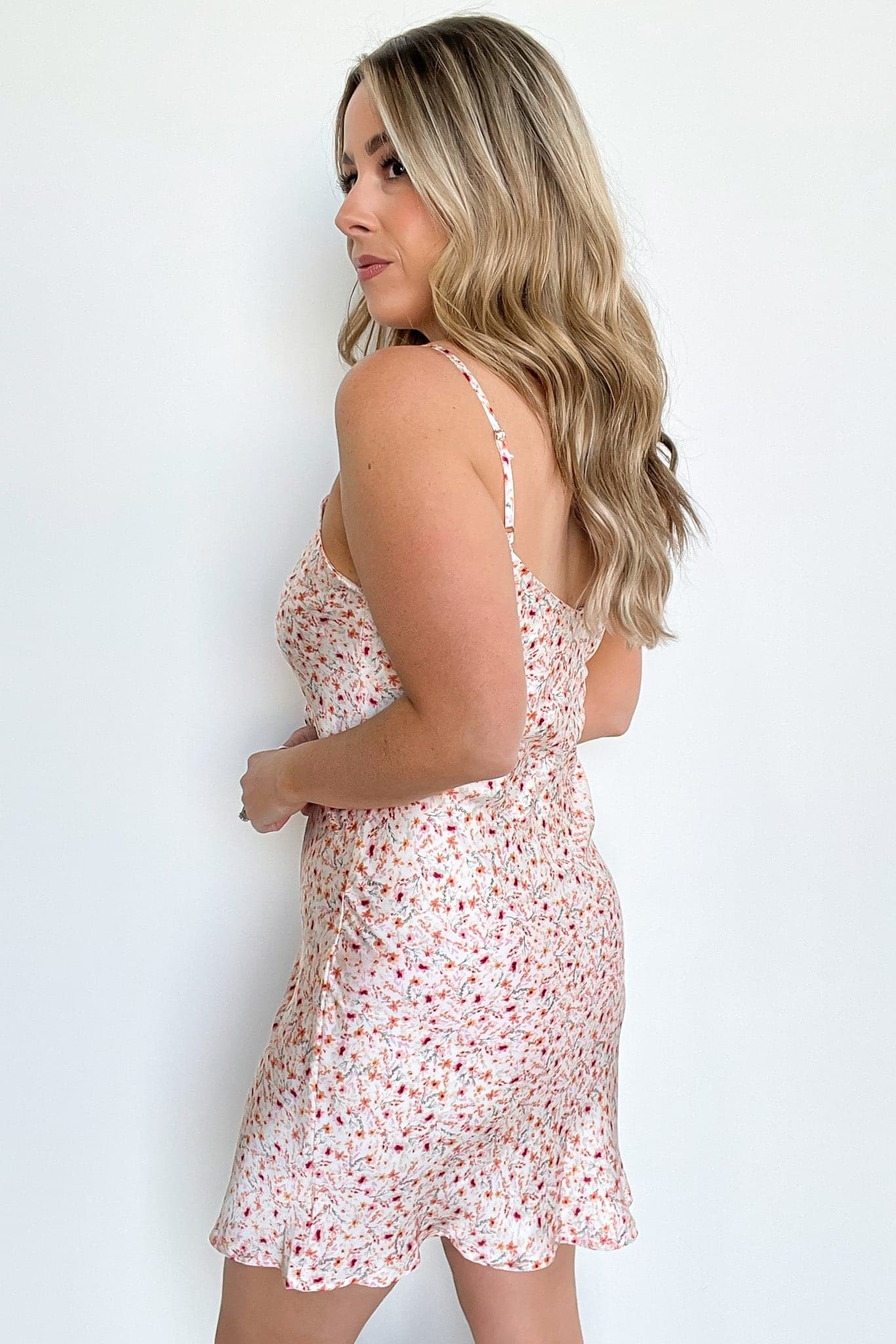  Delightful Darling Floral Ruched Front Dress - Madison and Mallory