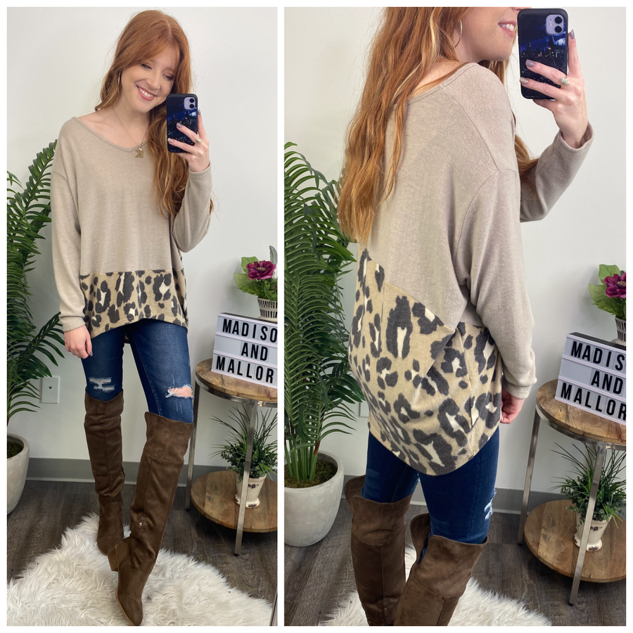 Deltan Color Block Animal Print Top - FINAL SALE - Madison and Mallory