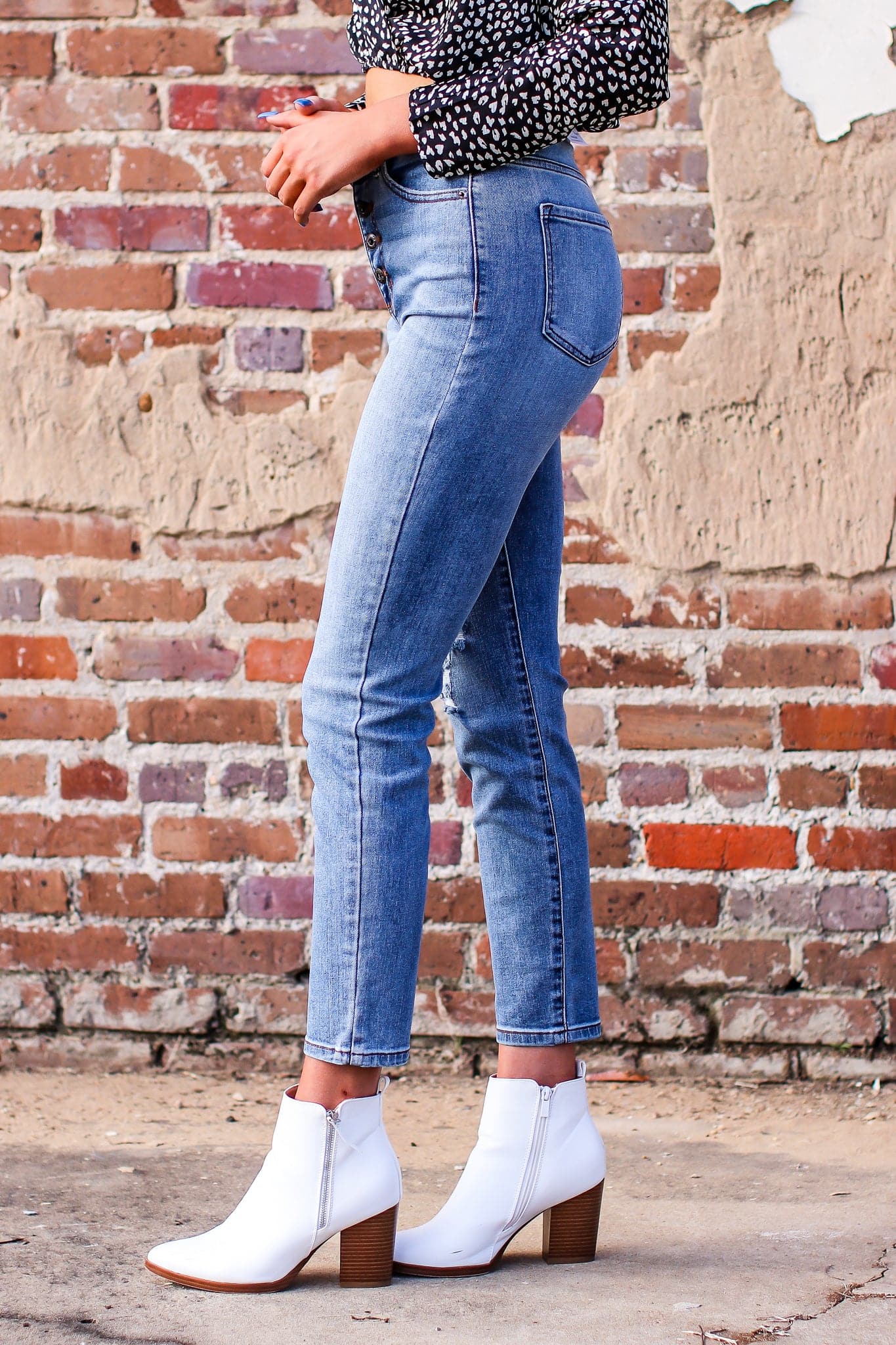  Destinee Vintage Button Fly Distressed Jeans - FINAL SALE - Madison and Mallory