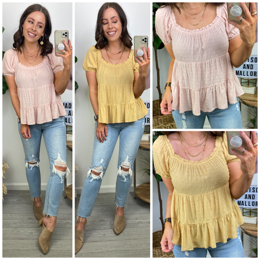  Deva Swiss Dot Tiered Hem Top - FINAL SALE - Madison and Mallory