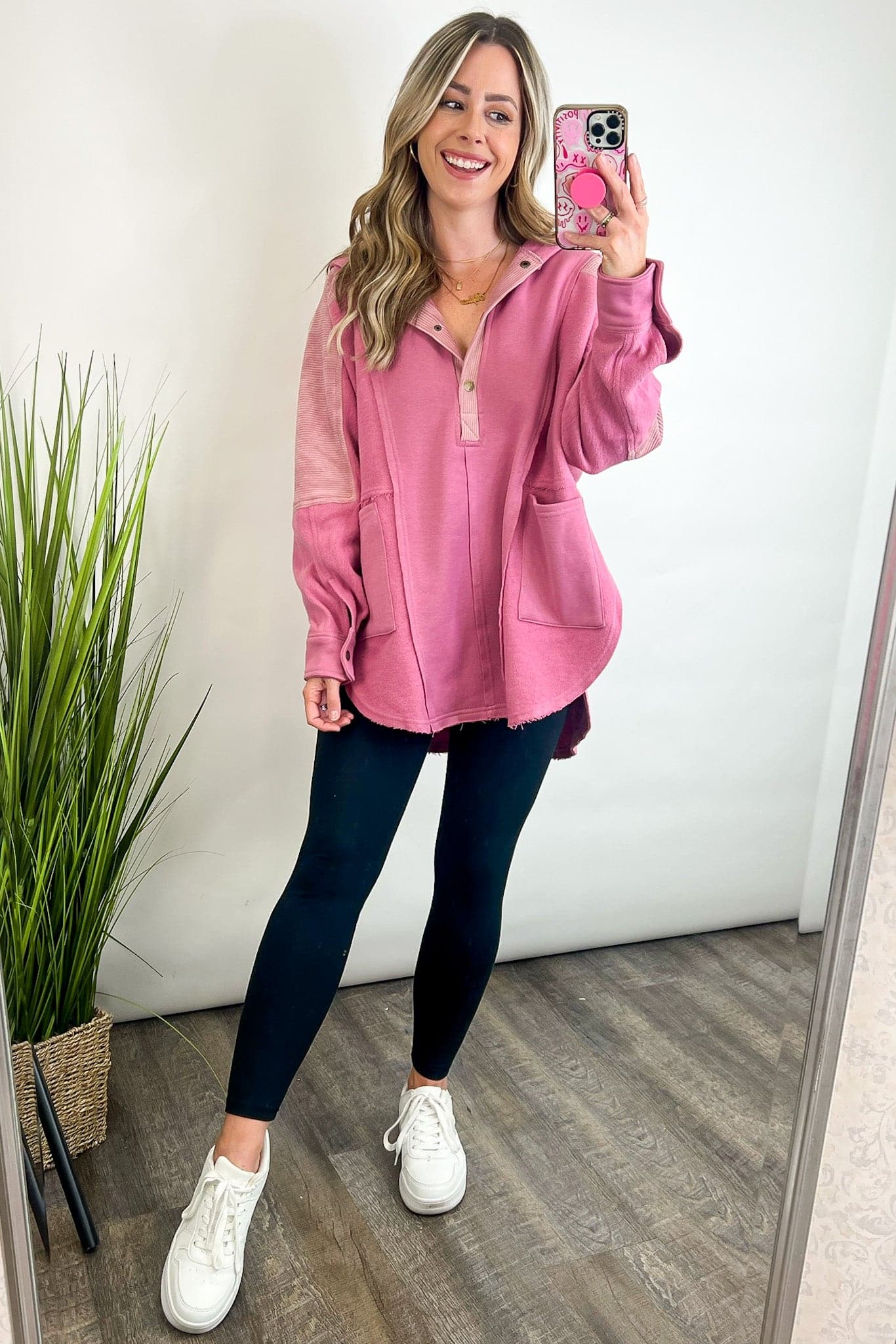  Dove Oversized Henley Pullover - BACK IN STOCK - Madison and Mallory
