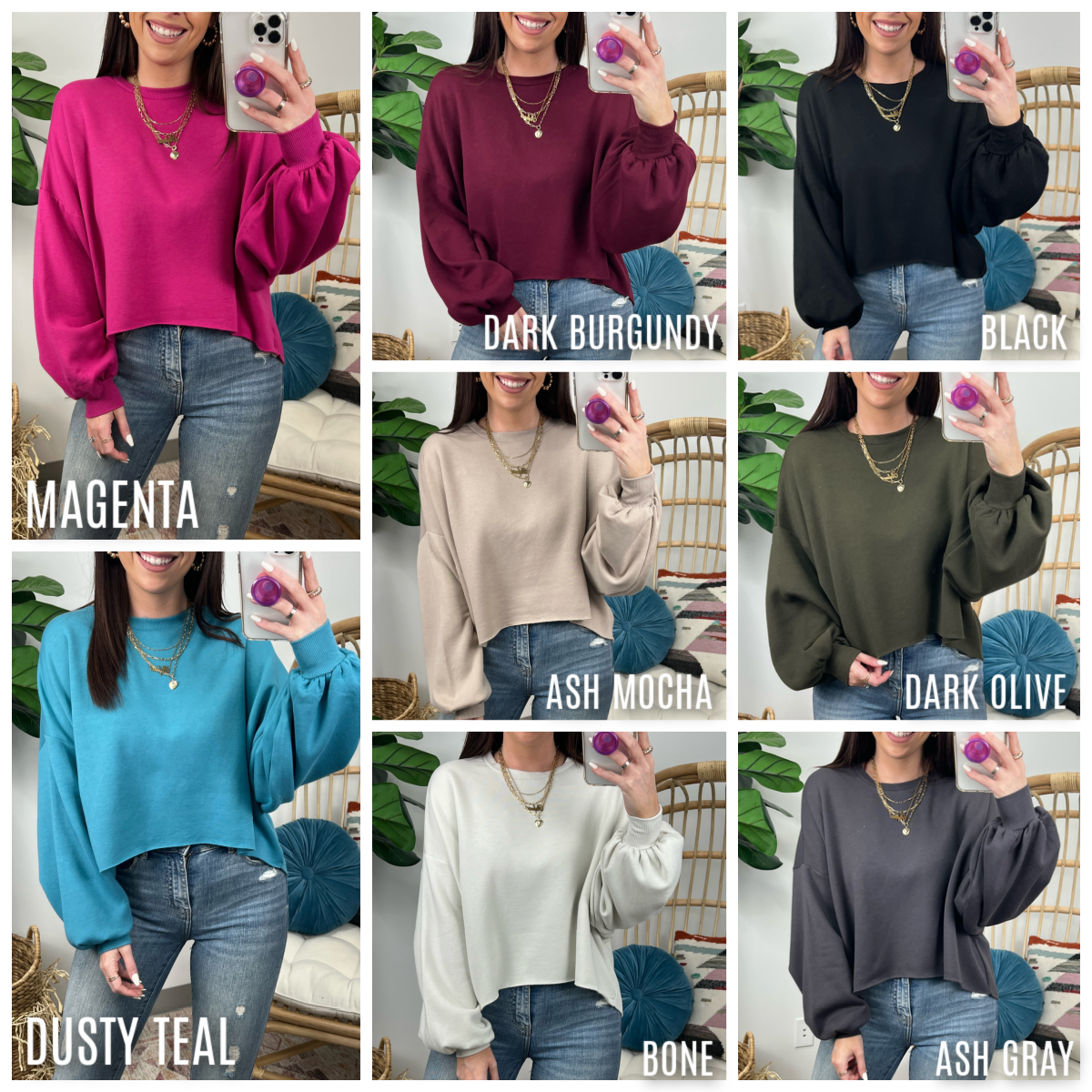  Doven Balloon Sleeve High Low Pullover - Madison and Mallory
