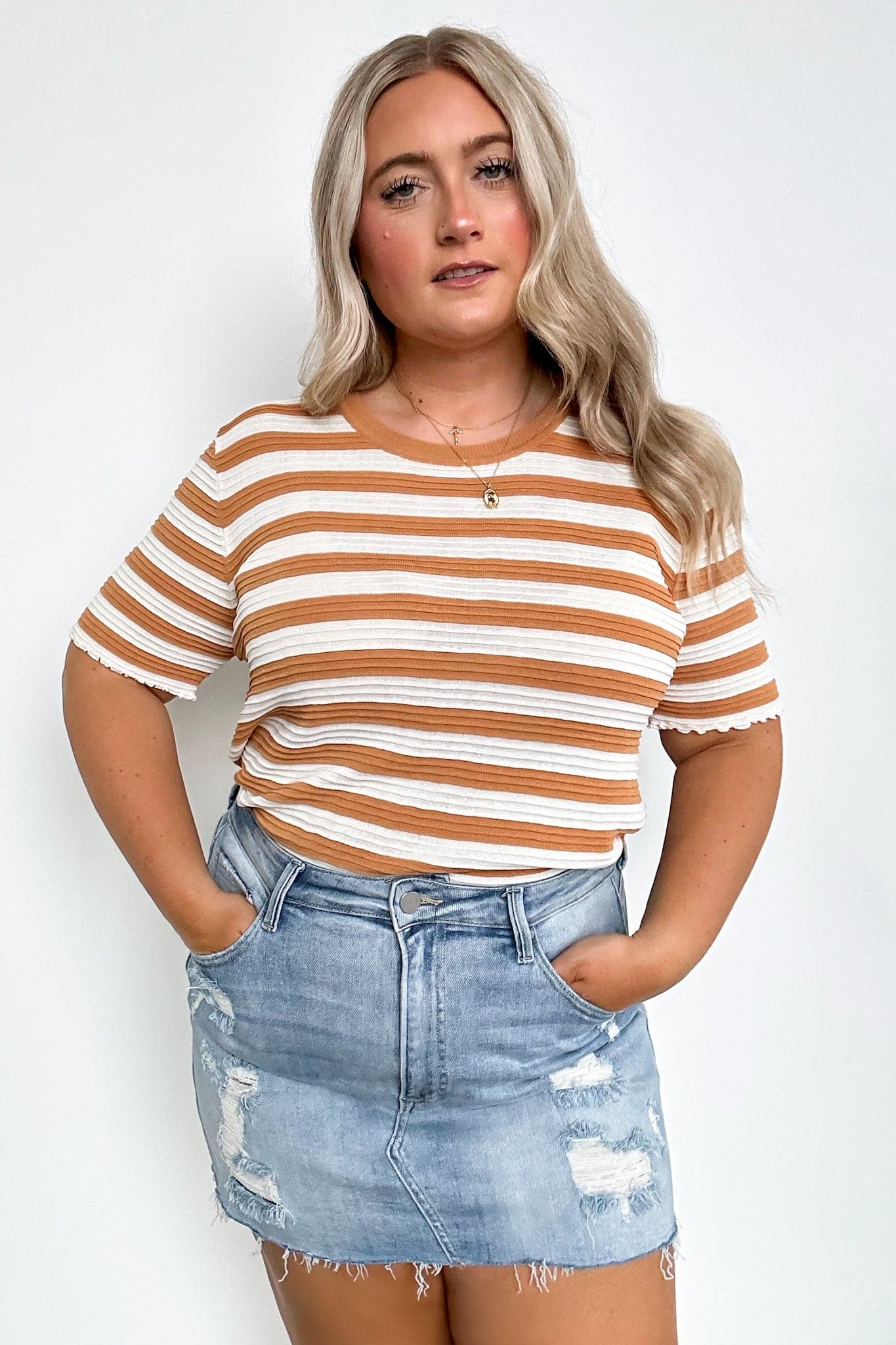  Dren Striped Textured Knit Top - FINAL SALE - Madison and Mallory