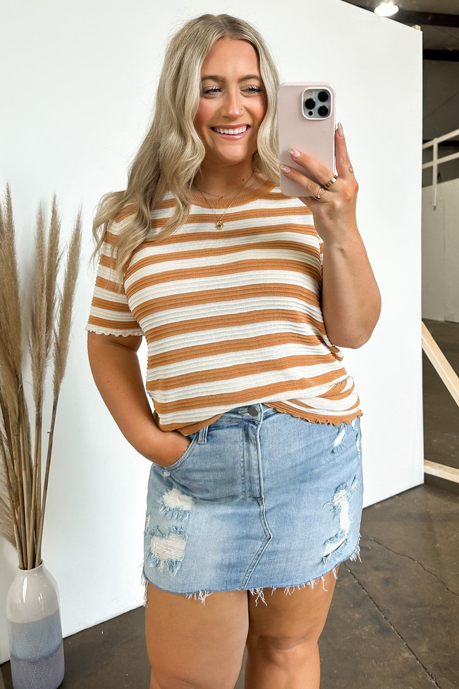  Dren Striped Textured Knit Top - FINAL SALE - Madison and Mallory