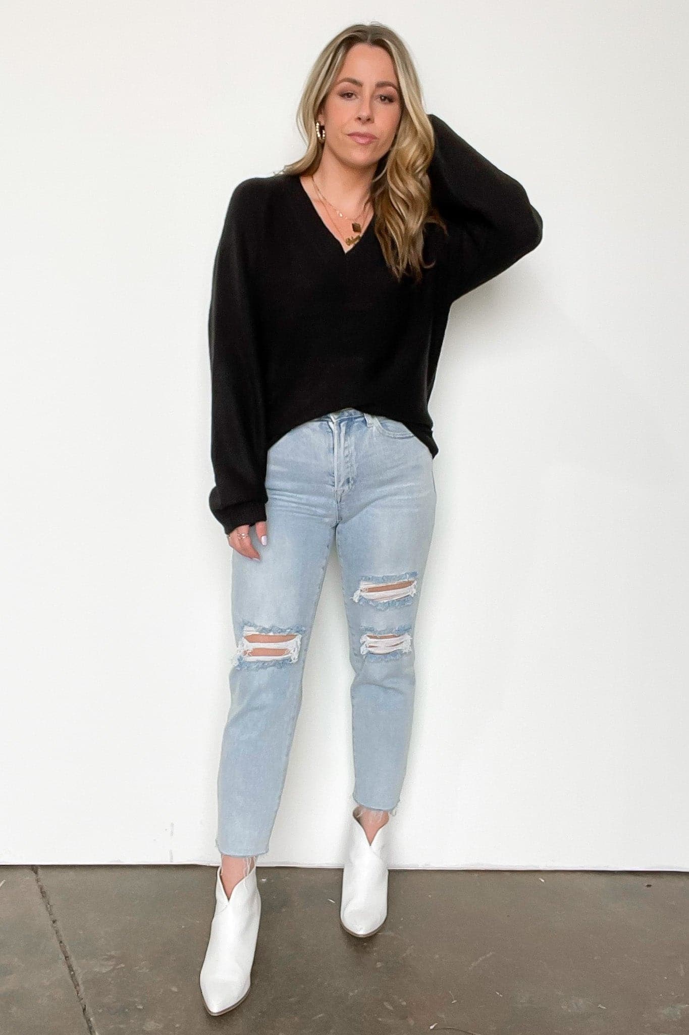  Dustin High Rise Distressed Boyfriend Jeans - Madison and Mallory