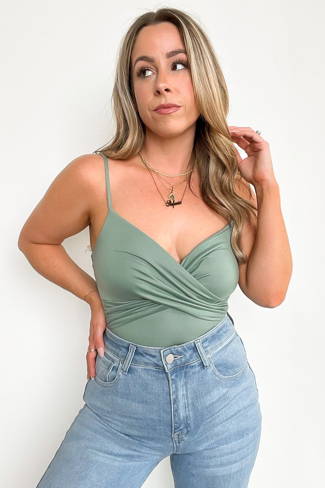 Sage Springs / S Elianna Surplice V-Neck Bodysuit - FINAL SALE - Madison and Mallory