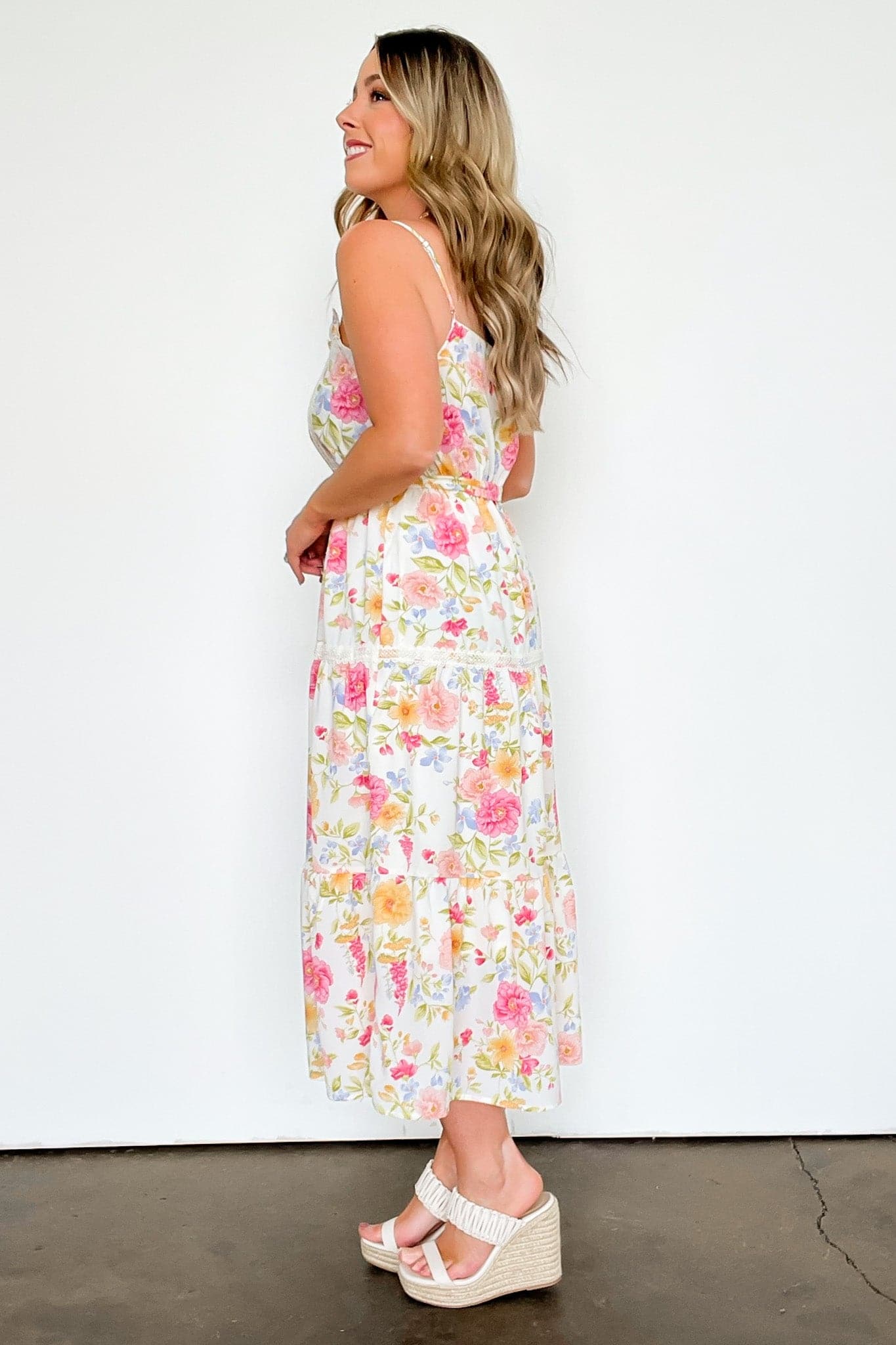  Eloquent Efforts Floral Lace Midi Dress - FINAL SALE - Madison and Mallory