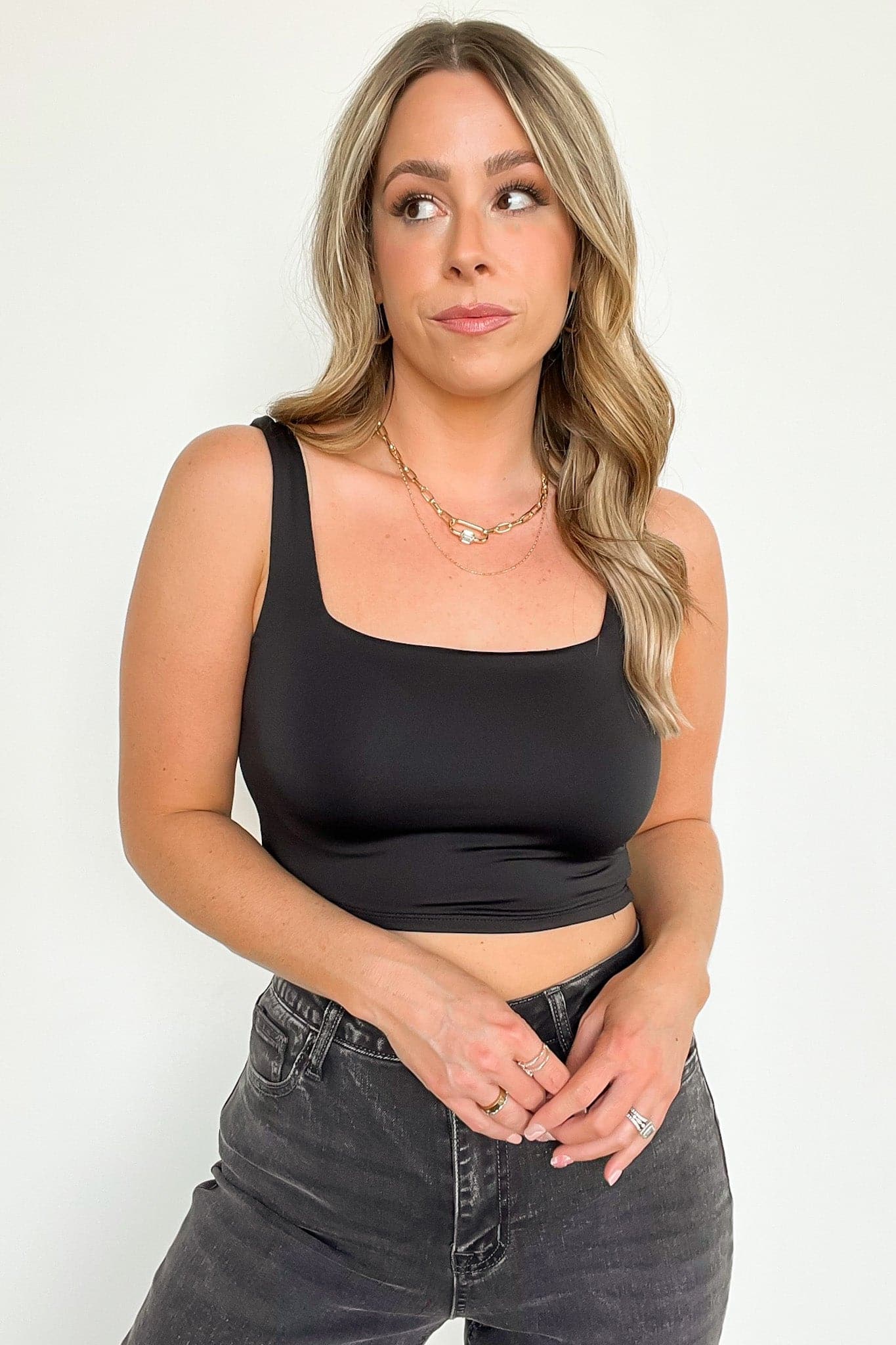  Elysha Cropped Square Neck Tank Top - FINAL SALE - Madison and Mallory