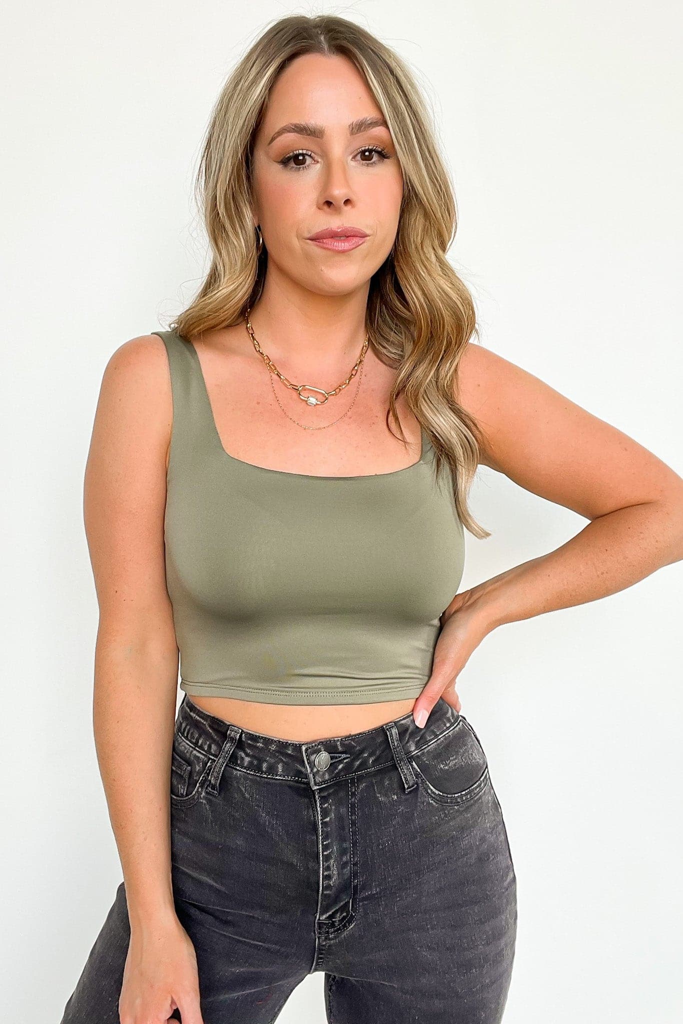  Elysha Cropped Square Neck Tank Top - FINAL SALE - Madison and Mallory