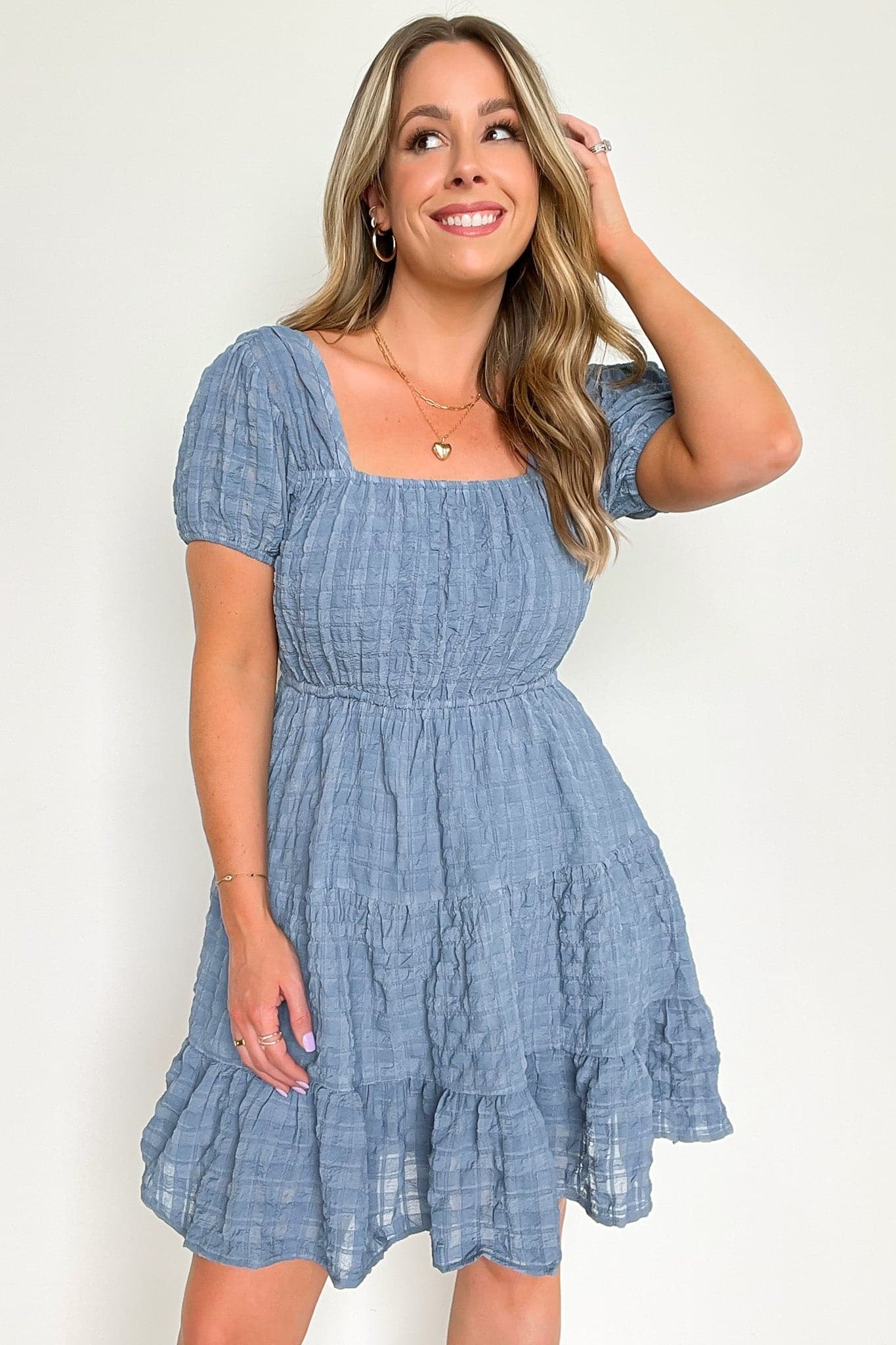  Elyssah Puff Sleeve Tiered Dress - FINAL SALE - Madison and Mallory