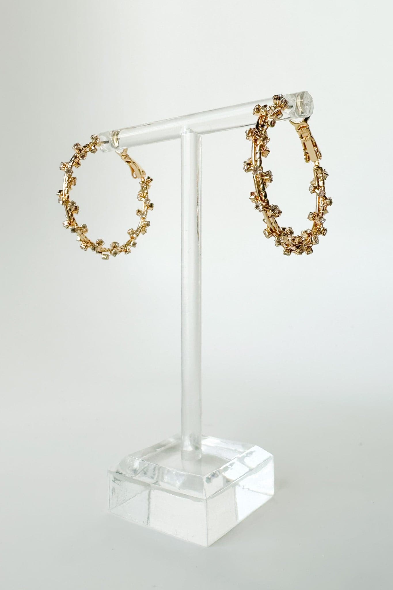 Gold Endearing Style Rhinestone Wrap Hoop Earrings - Madison and Mallory