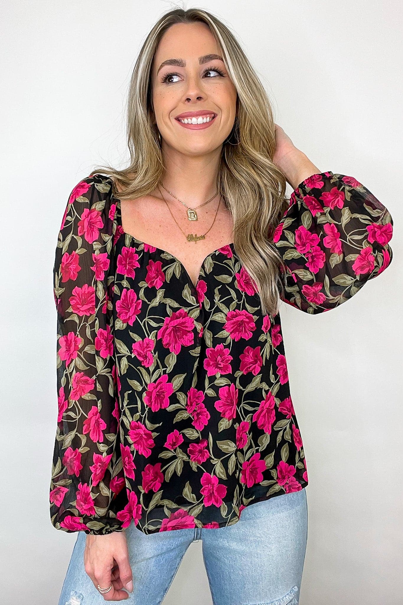  Enticing Energy Floral Sweetheart Top - BACK IN STOCK - Madison and Mallory