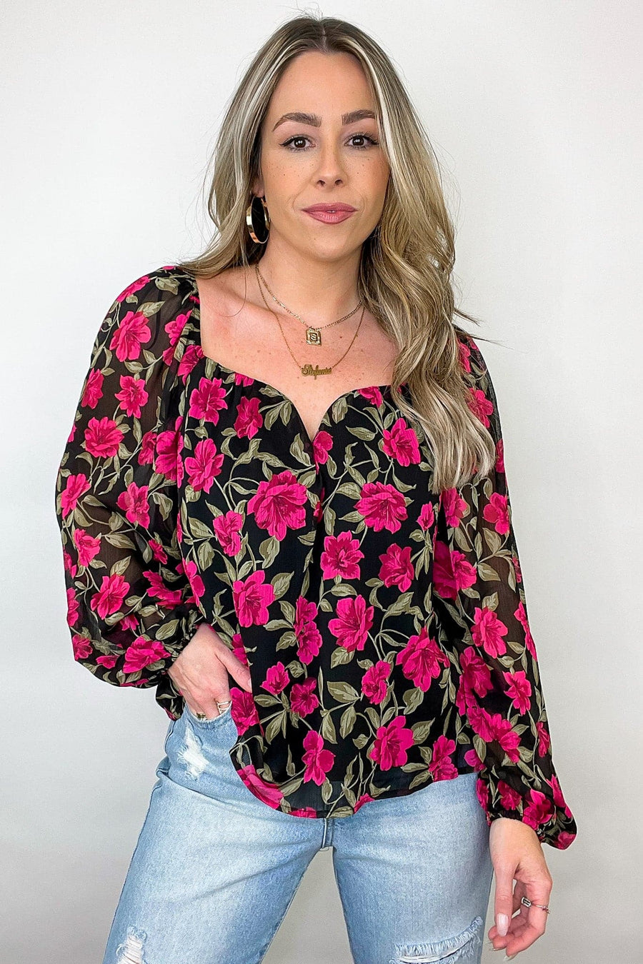  Enticing Energy Floral Sweetheart Top - FINAL SALE - Madison and Mallory