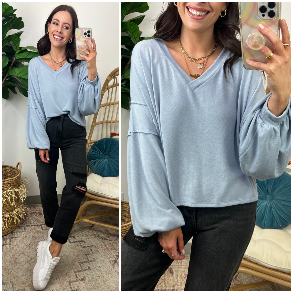  Erickson Relaxed V-Neck Top - FINAL SALE - Madison and Mallory