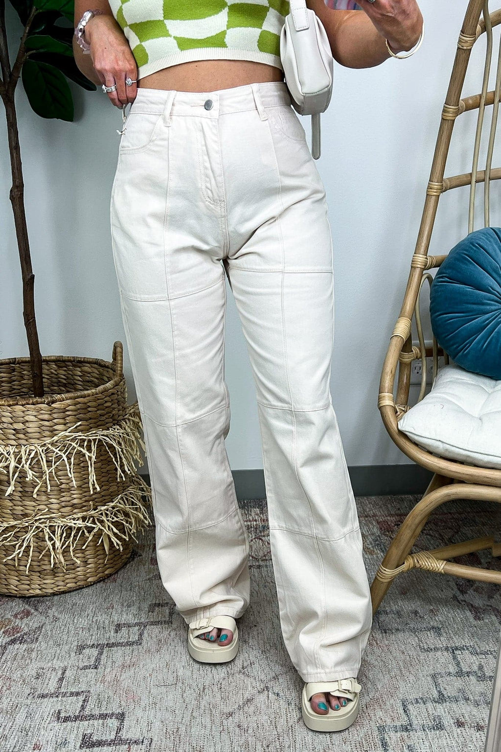 Ecru / XS Esmai Twill Wide Leg Pants - FINAL SALE - Madison and Mallory