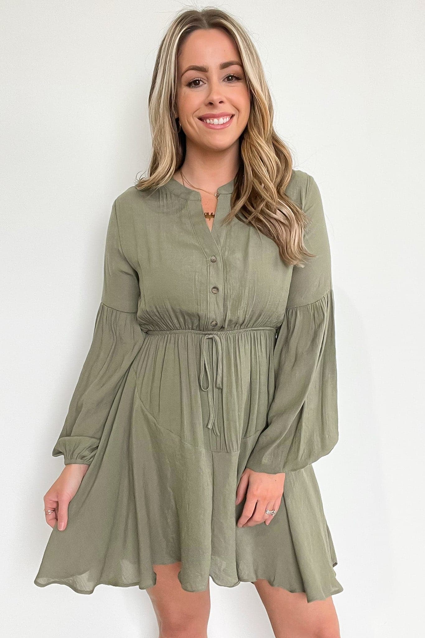 S / Olive Everly Mine Button Down Flowy Dress - FINAL SALE - Madison and Mallory