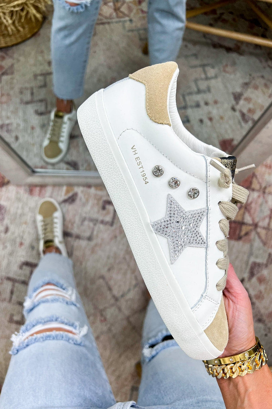 5.5 / White Multi Vintage Havana Excel Star Sneakers - White Multi - FINAL SALE - Madison and Mallory