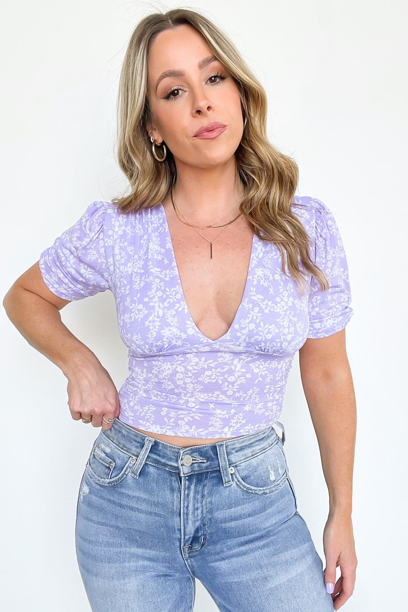  Exquisite One Floral V-Neck Top - FINAL SALE - Madison and Mallory