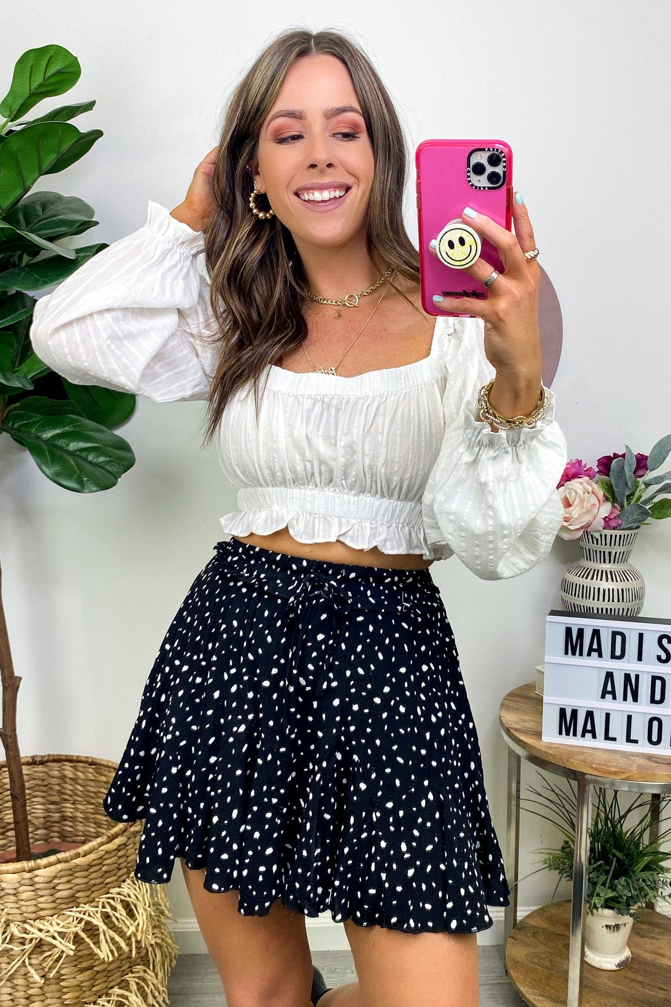  Eclectic Charm Square Neck Ruffle Crop Top - FINAL SALE - Madison and Mallory
