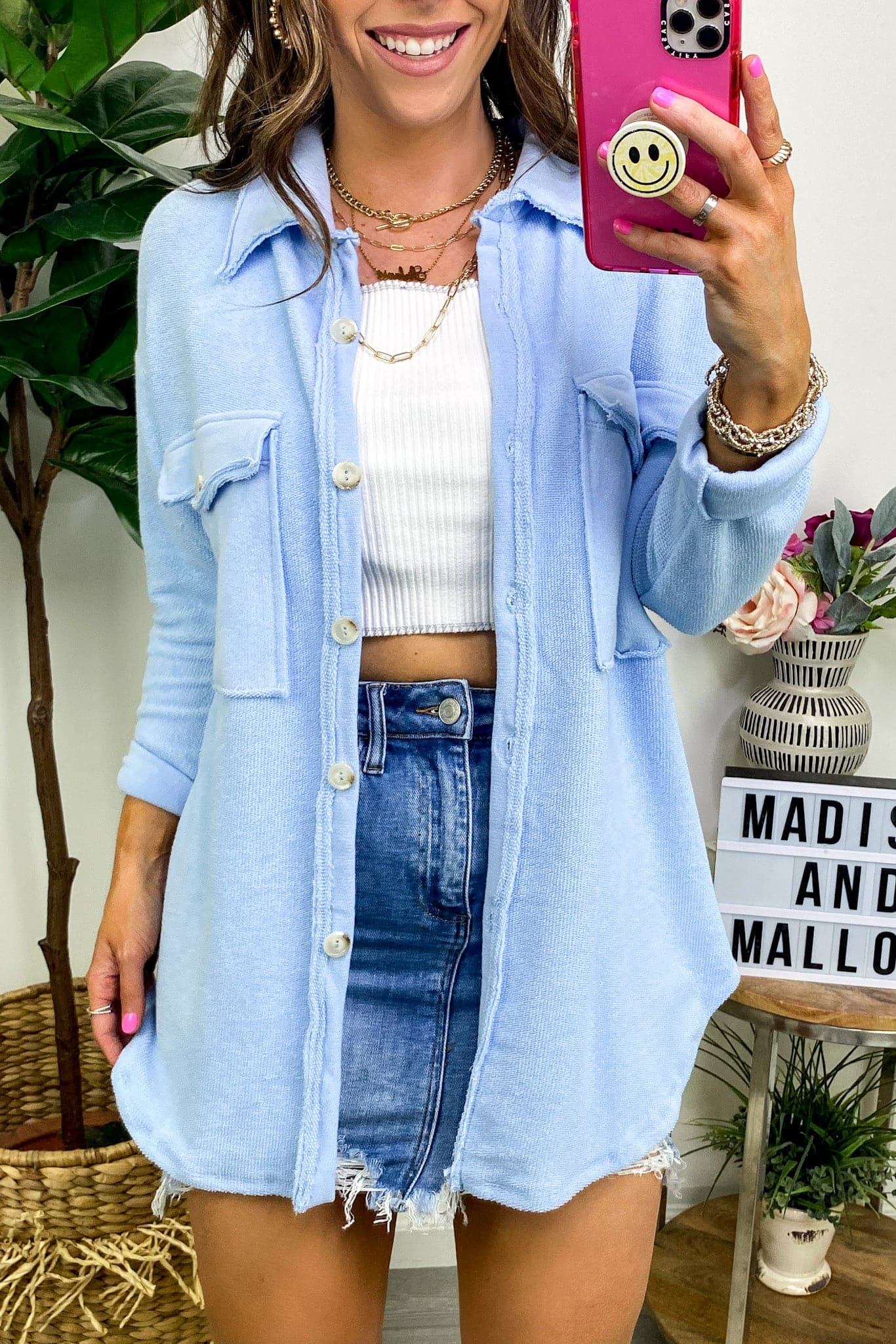 Staple Style Raw Edge Relaxed Fit Shacket - FINAL SALE - Madison and Mallory