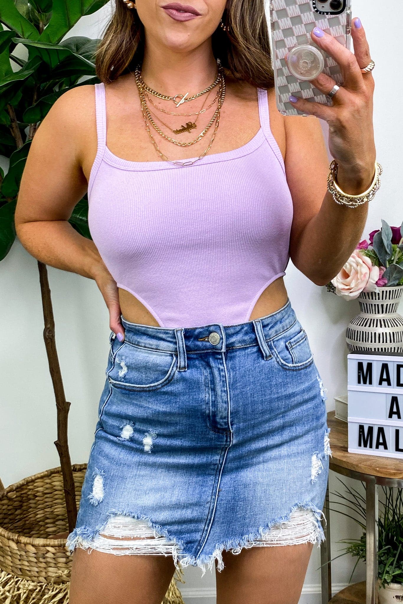 Lavender / S Adore the Attention Ribbed Bodysuit - FINAL SALE - Madison and Mallory