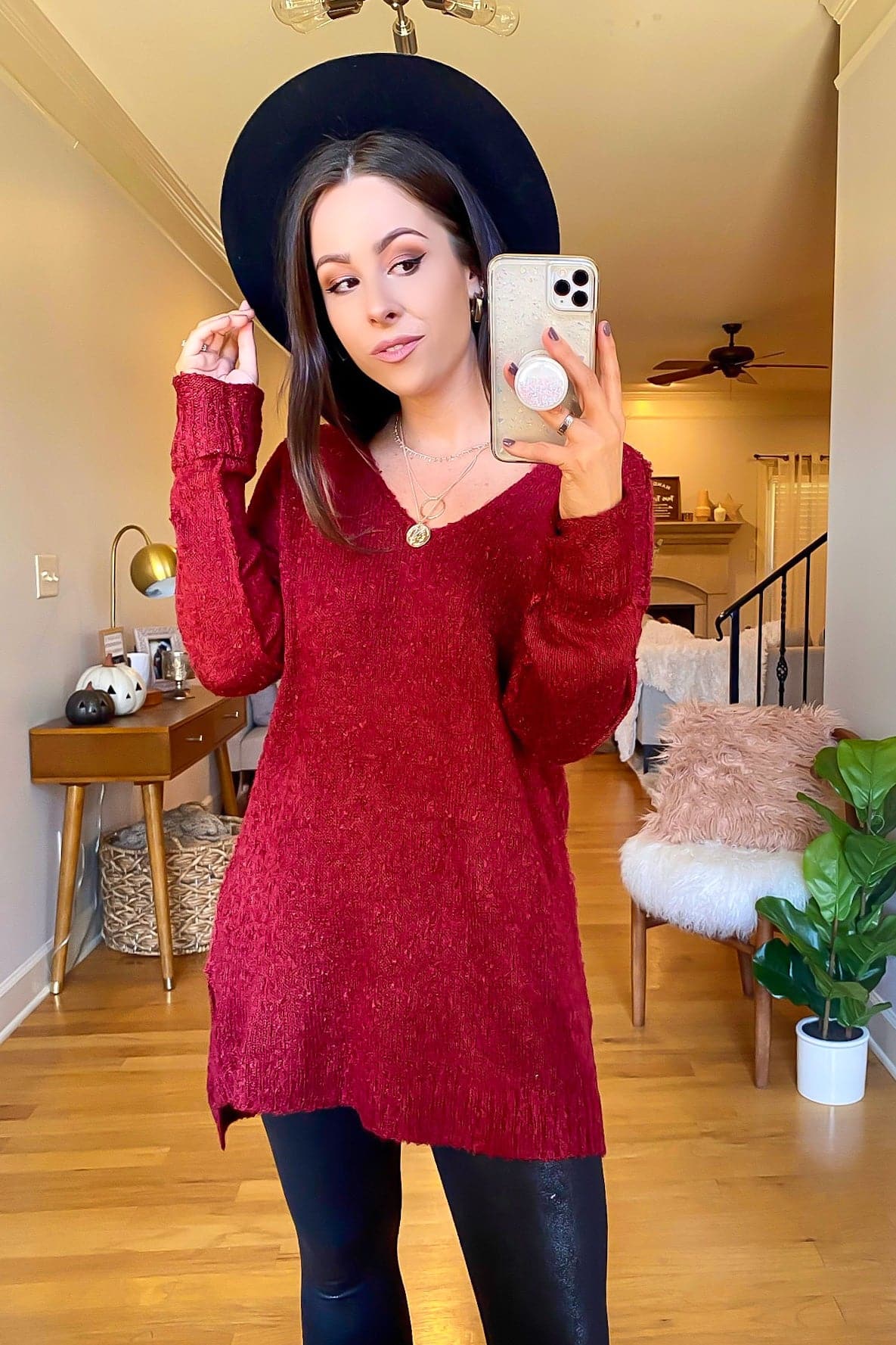 Wine / S Rockvale V-Neck High Low Sweater - FINAL SALE - Madison and Mallory