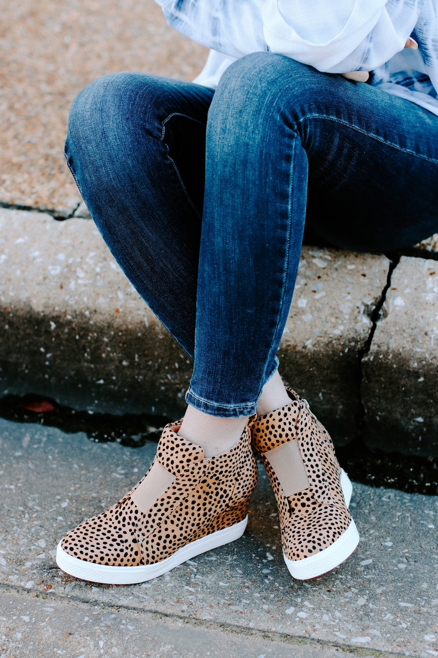 5.5 / Cheetah Front Row Cheetah Print Wedge Sneakers - FINAL SALE - Madison and Mallory