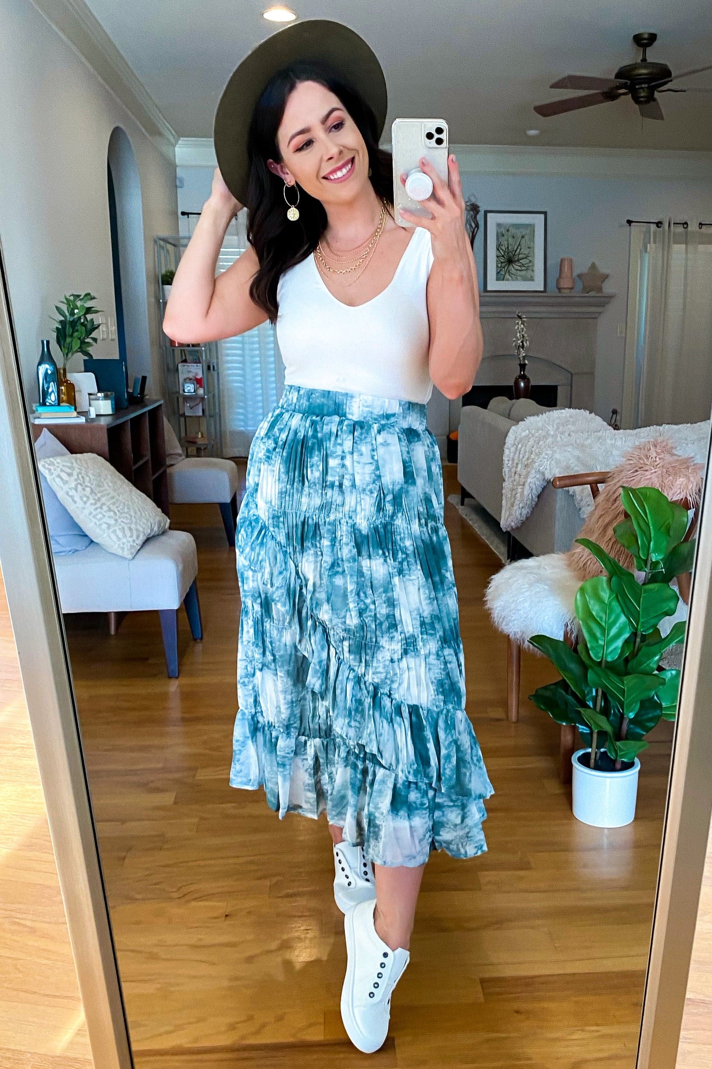  In the Breeze Tie Dye Ruffled Midi Skirt - FINAL SALE - Madison and Mallory