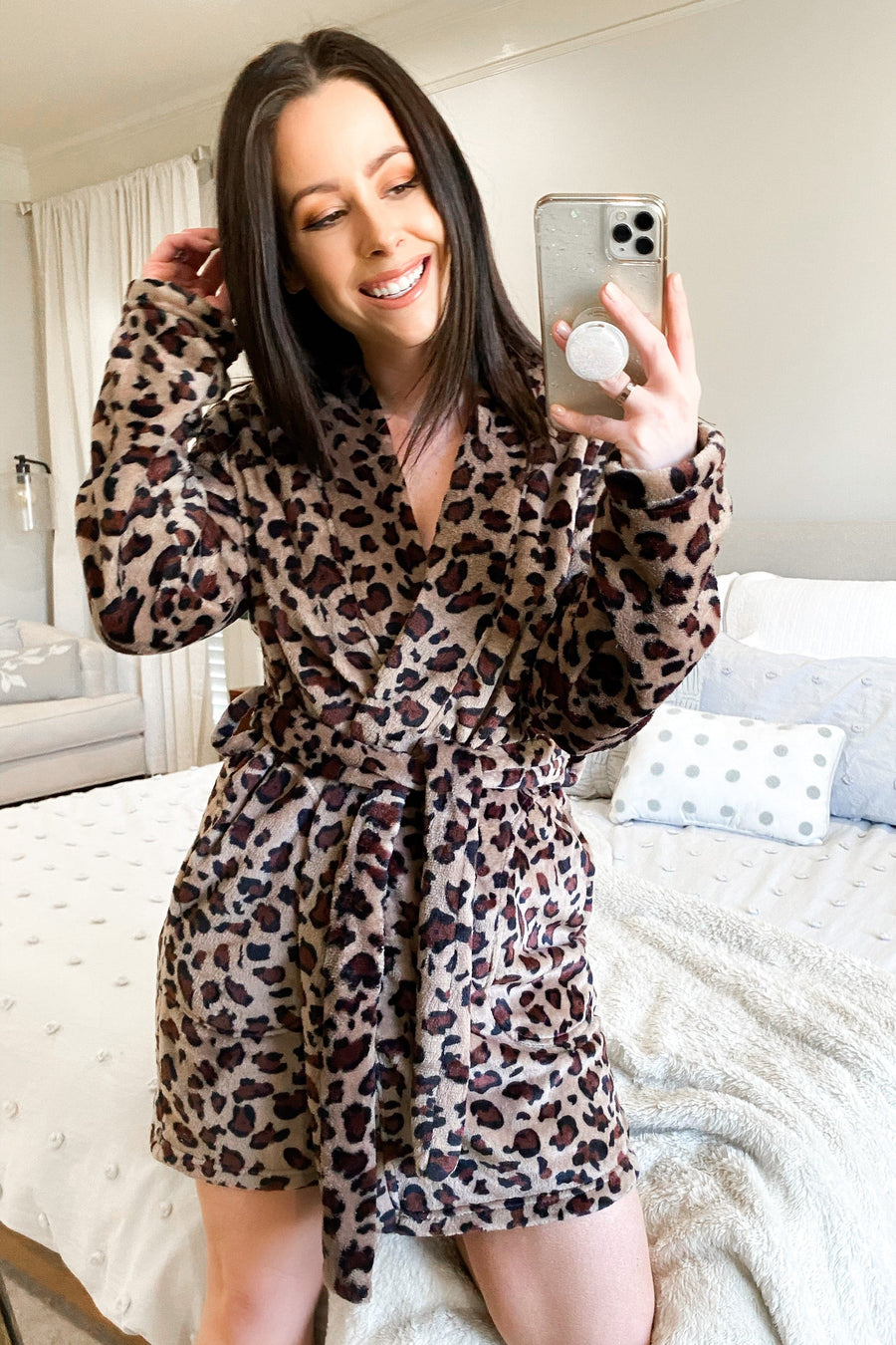 Tan/Brown / S Cozy Comforts Animal Print Robe - FINAL SALE - Madison and Mallory