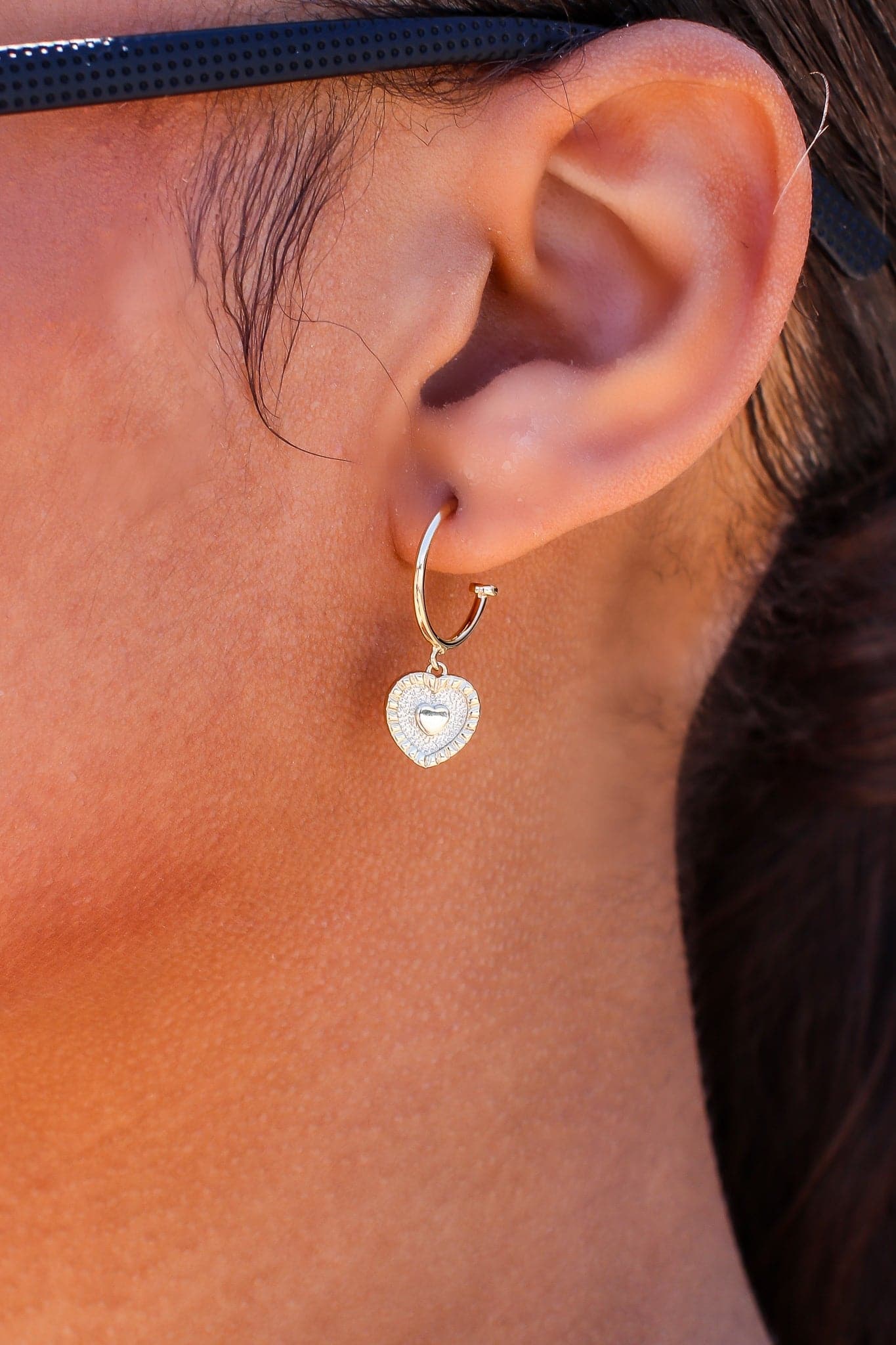 Gold In the Moment Heart Charm Hoop Earrings - Madison and Mallory